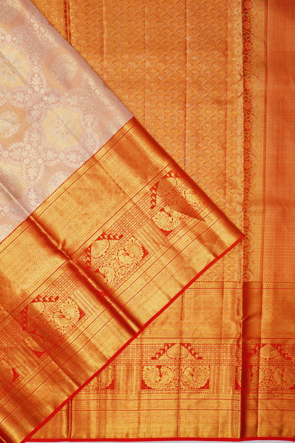 Kanchipuram Silk Tissue Brocade Gold Saree