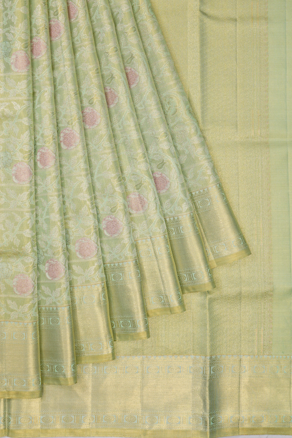Kanchipuram Silk Tissue Brocade Green Saree