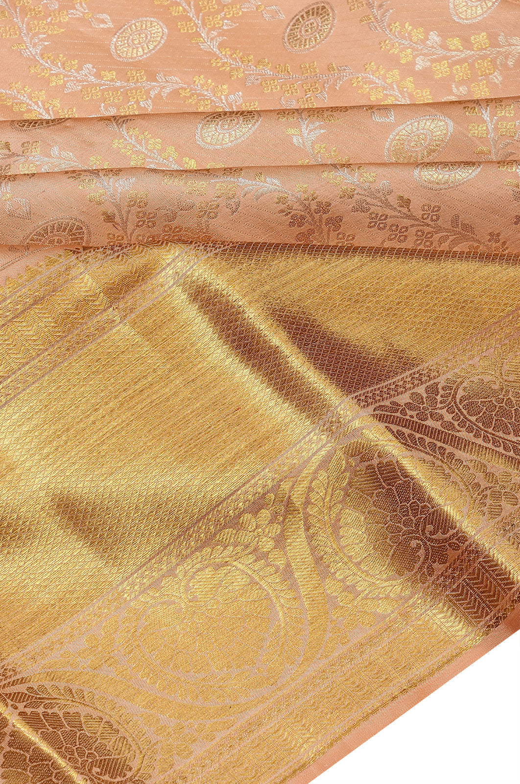 Taranga Kanchi Silk Brocade Peach Saree