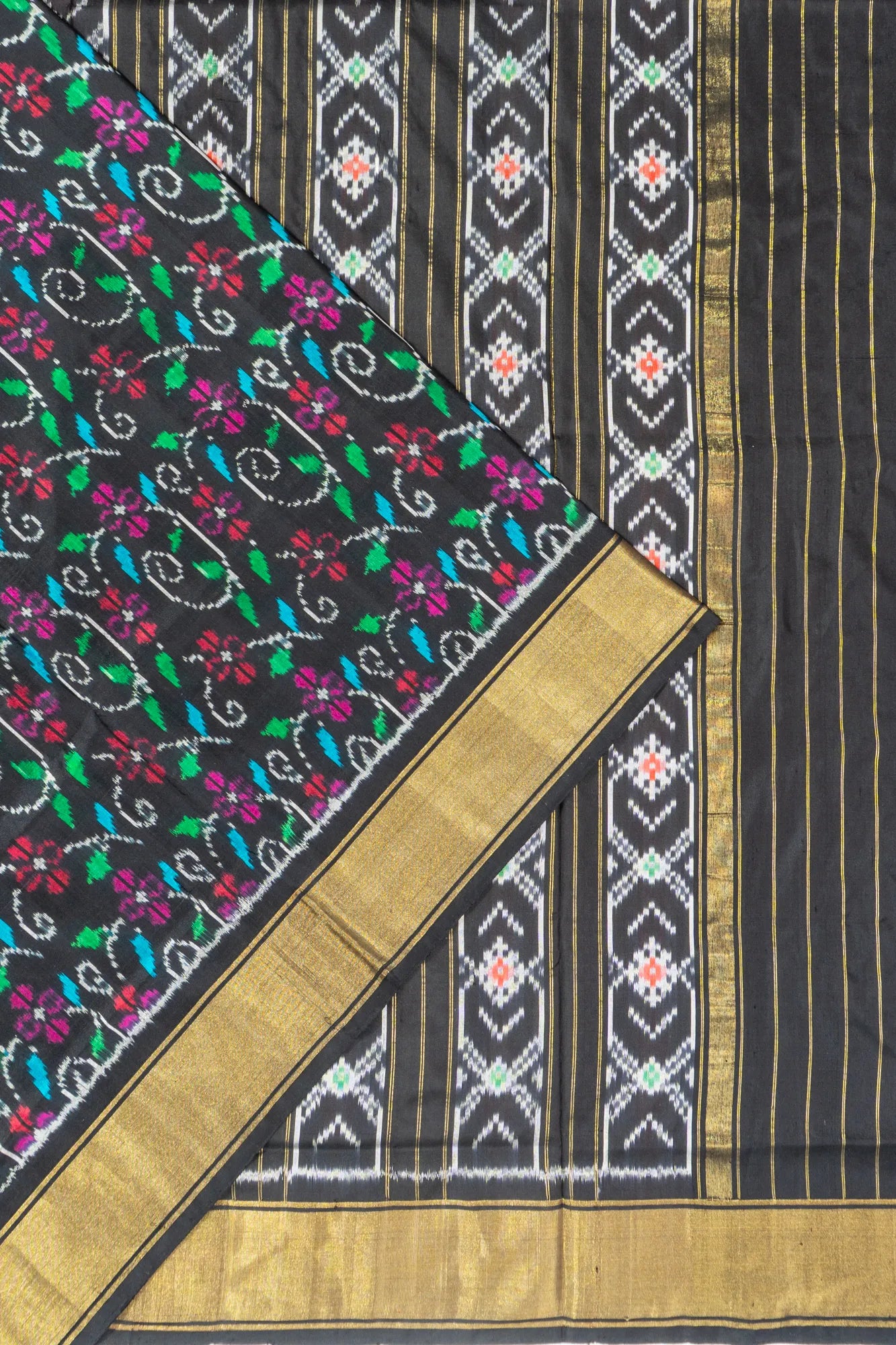 Pochampally Silk Ikat Black Saree