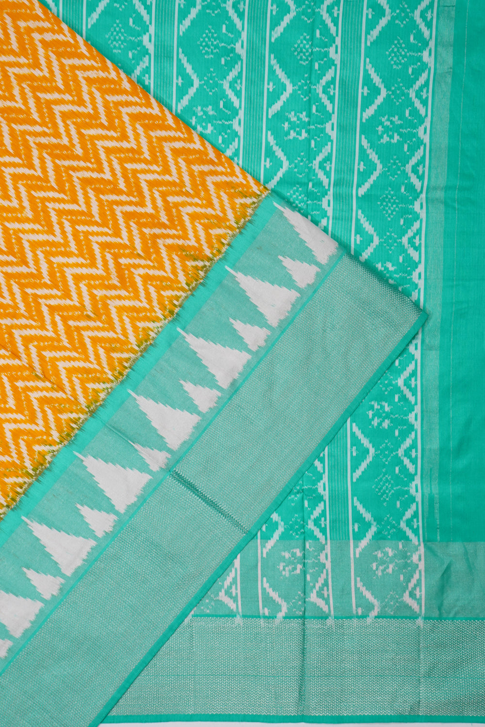 Pochampally Silk Ikat Mustard Yellow Saree