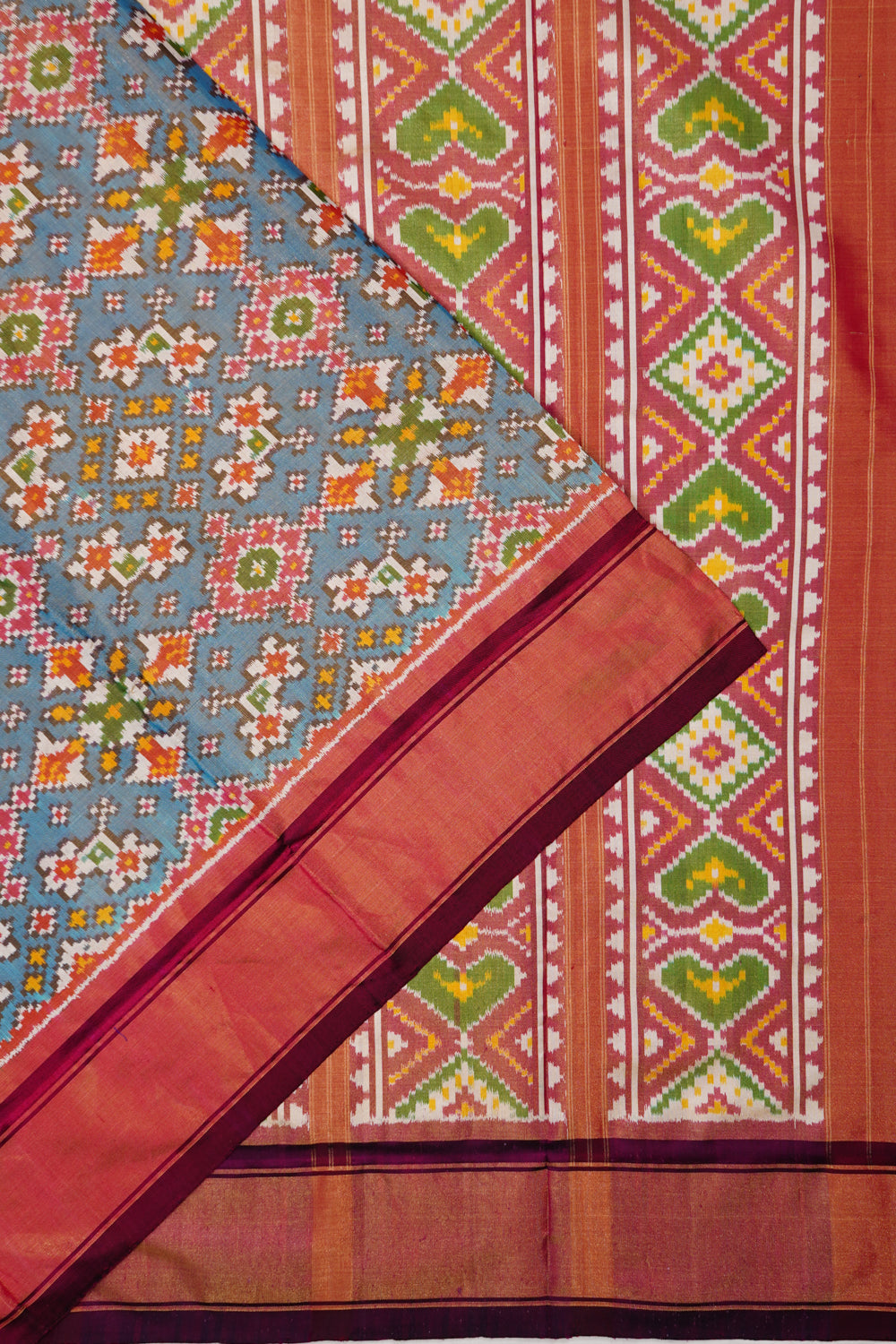 Pochampally Silk Tissue Ikat Pastel Blue Saree