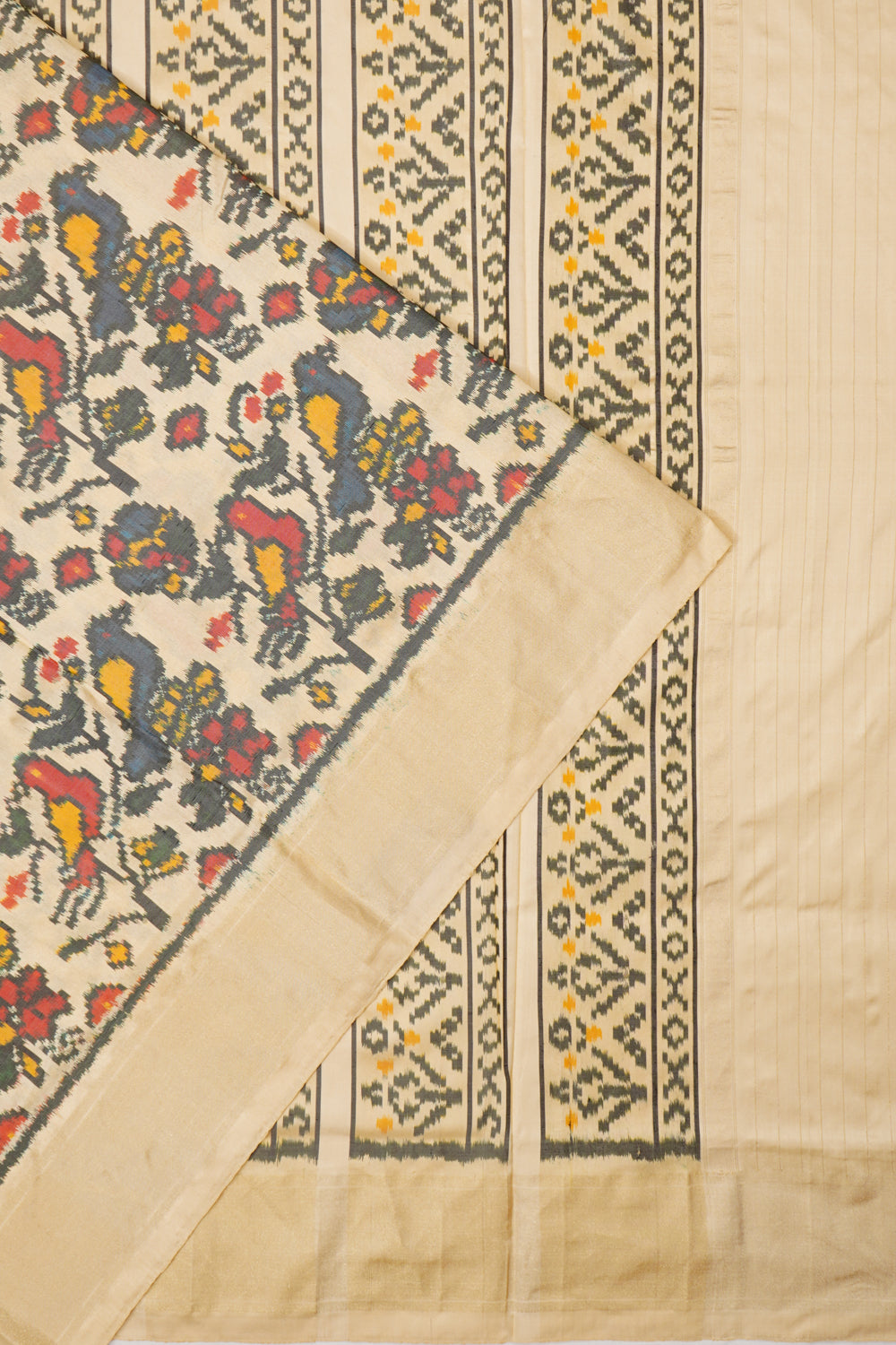 Pochampally Silk Ikat Cream Saree