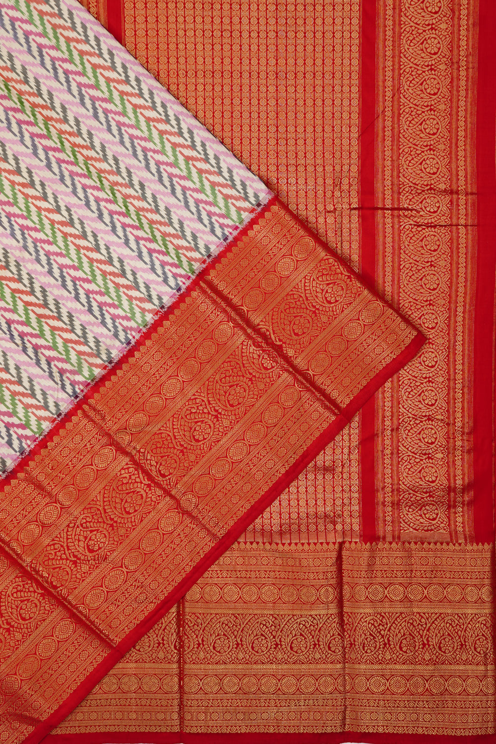Kanchipuram Silk Ikat Cream Saree