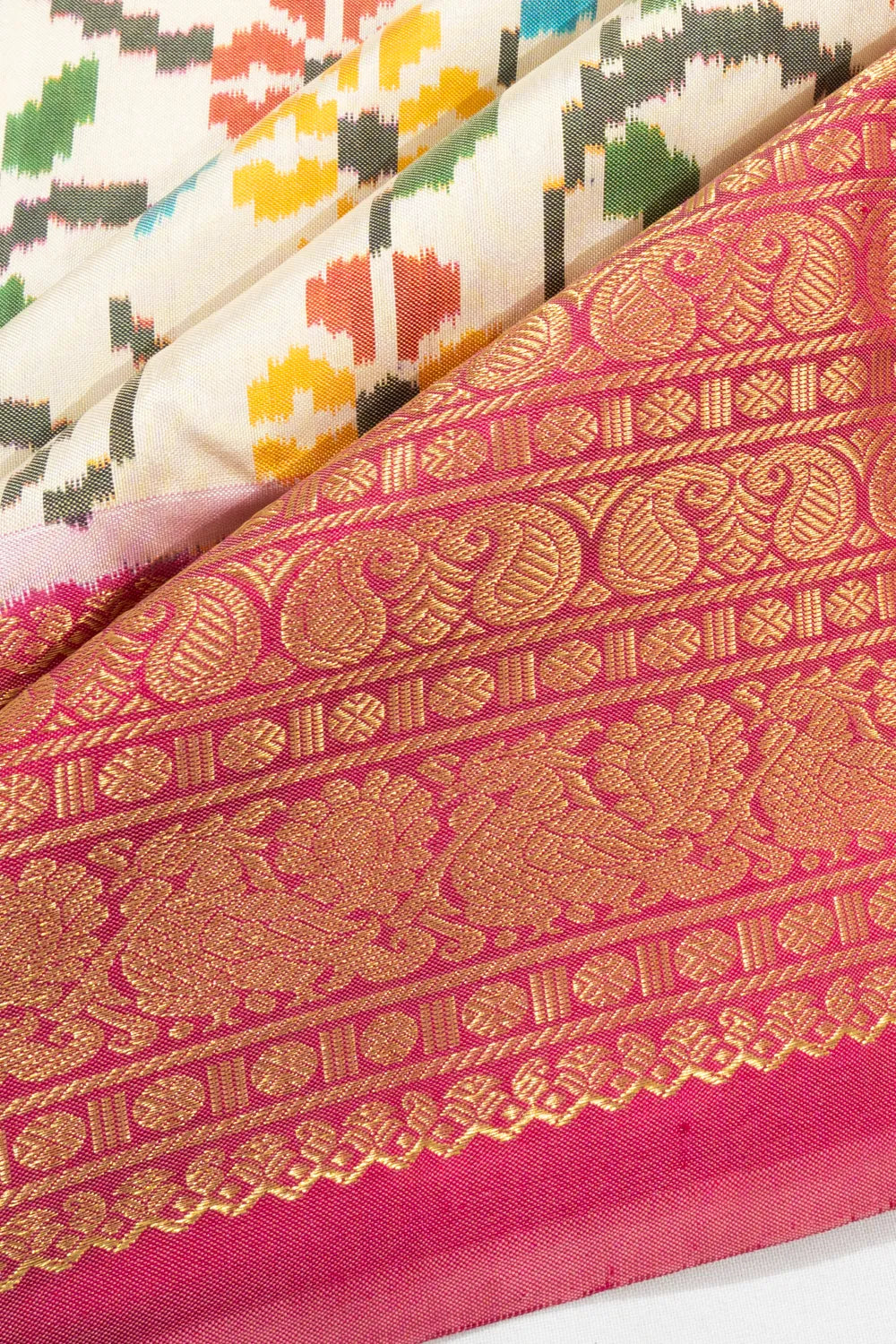 Kanchipuram Silk Ikat White Saree