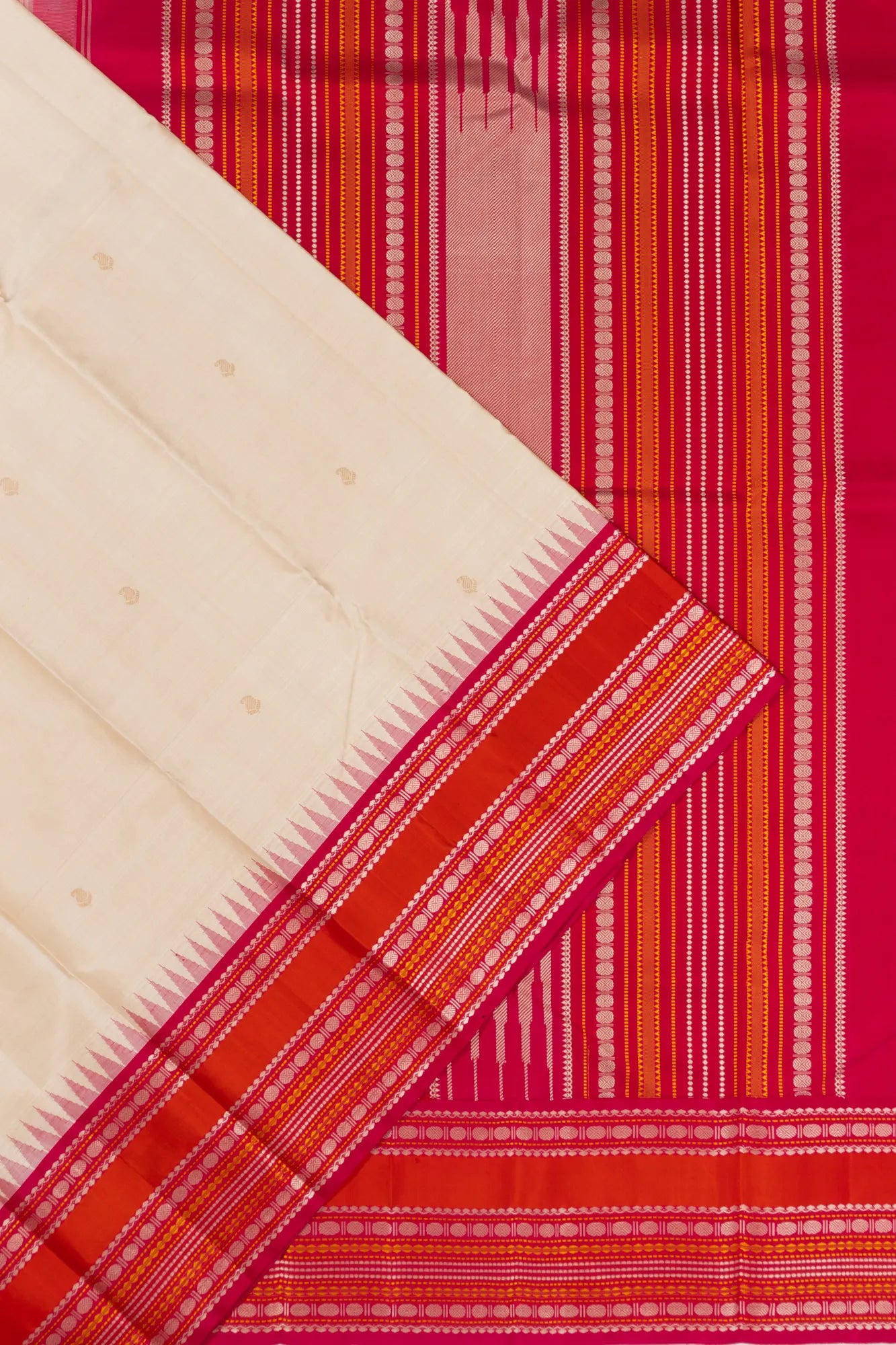 Kanchipuram Silk Butta Off White Saree