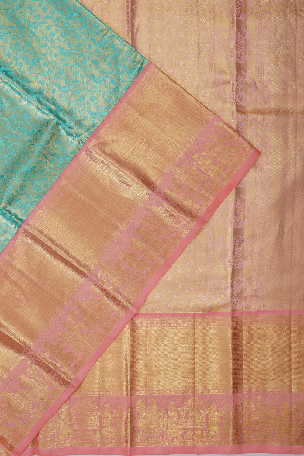 Taranga Kanchi Silk Tissue Brocade Sea Blue Saree