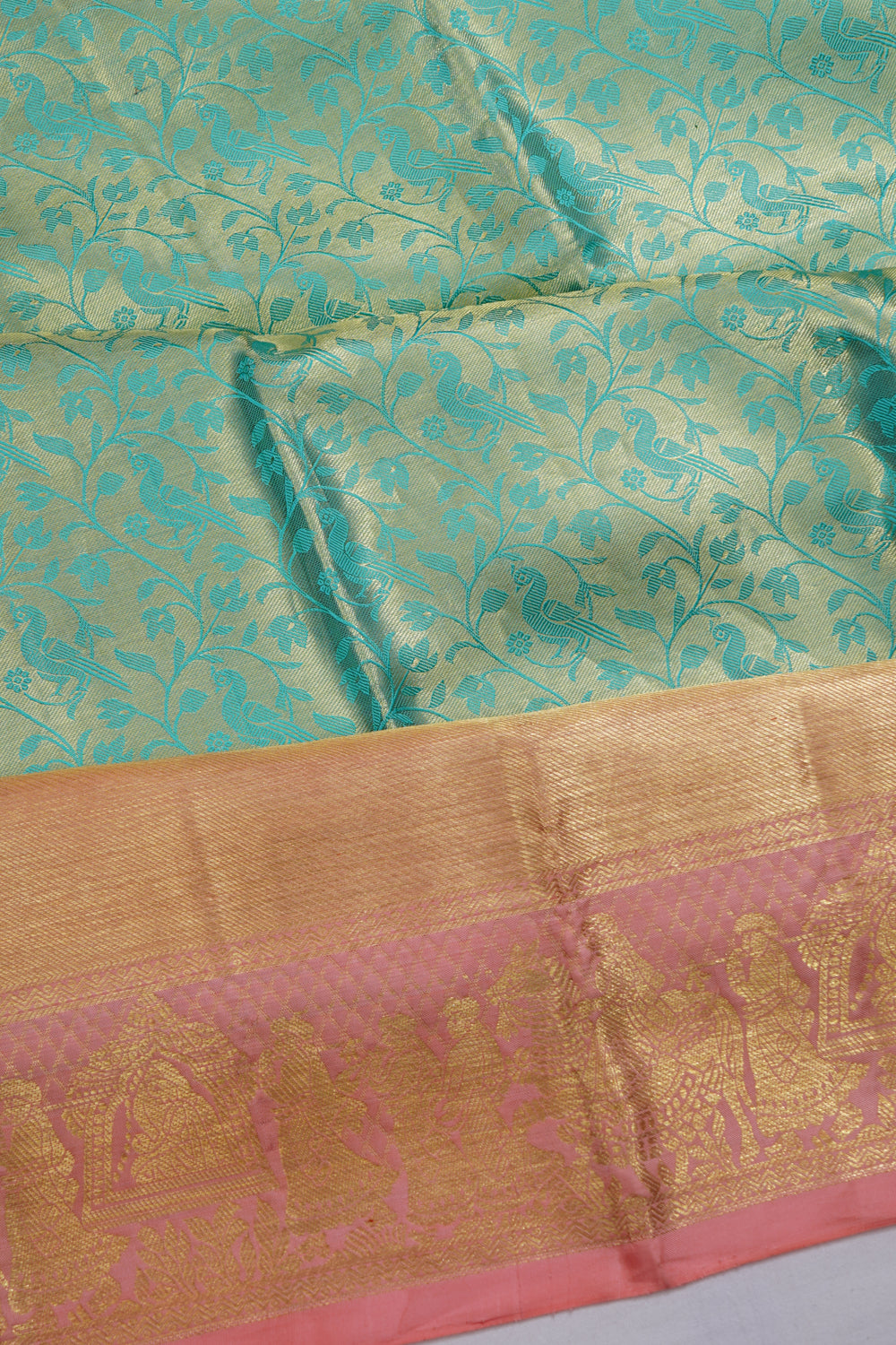 Taranga Kanchi Silk Tissue Brocade Sea Blue Saree