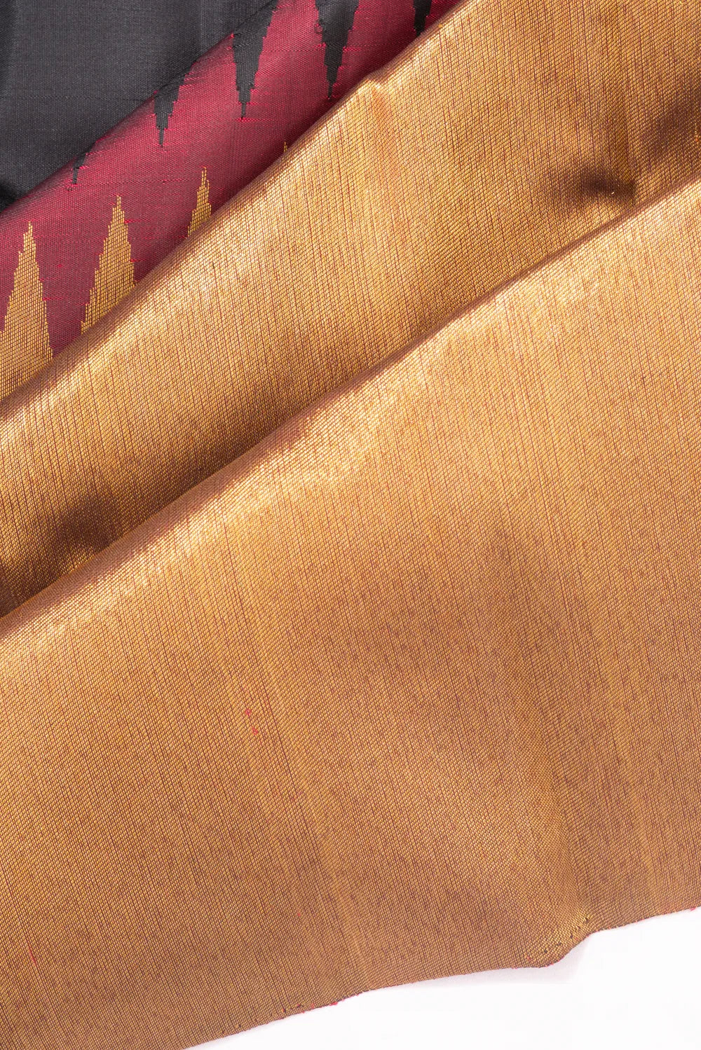 Kanchipuram Silk Plain Black And Gold Saree