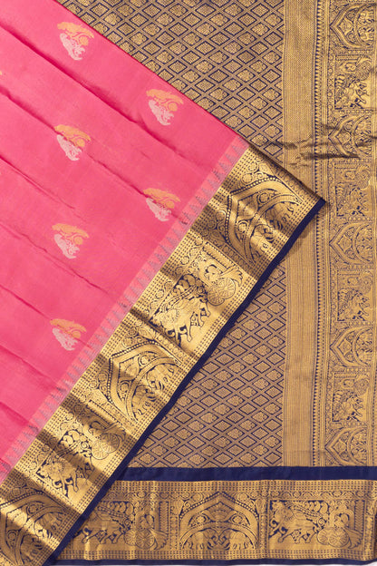 Gadwal Soft Silk Butta Pink Saree