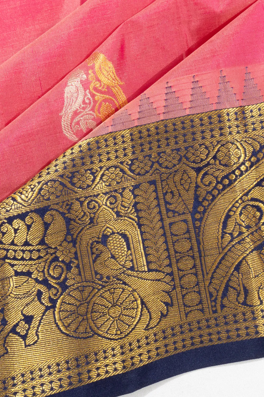 Gadwal Soft Silk Butta Pink Saree