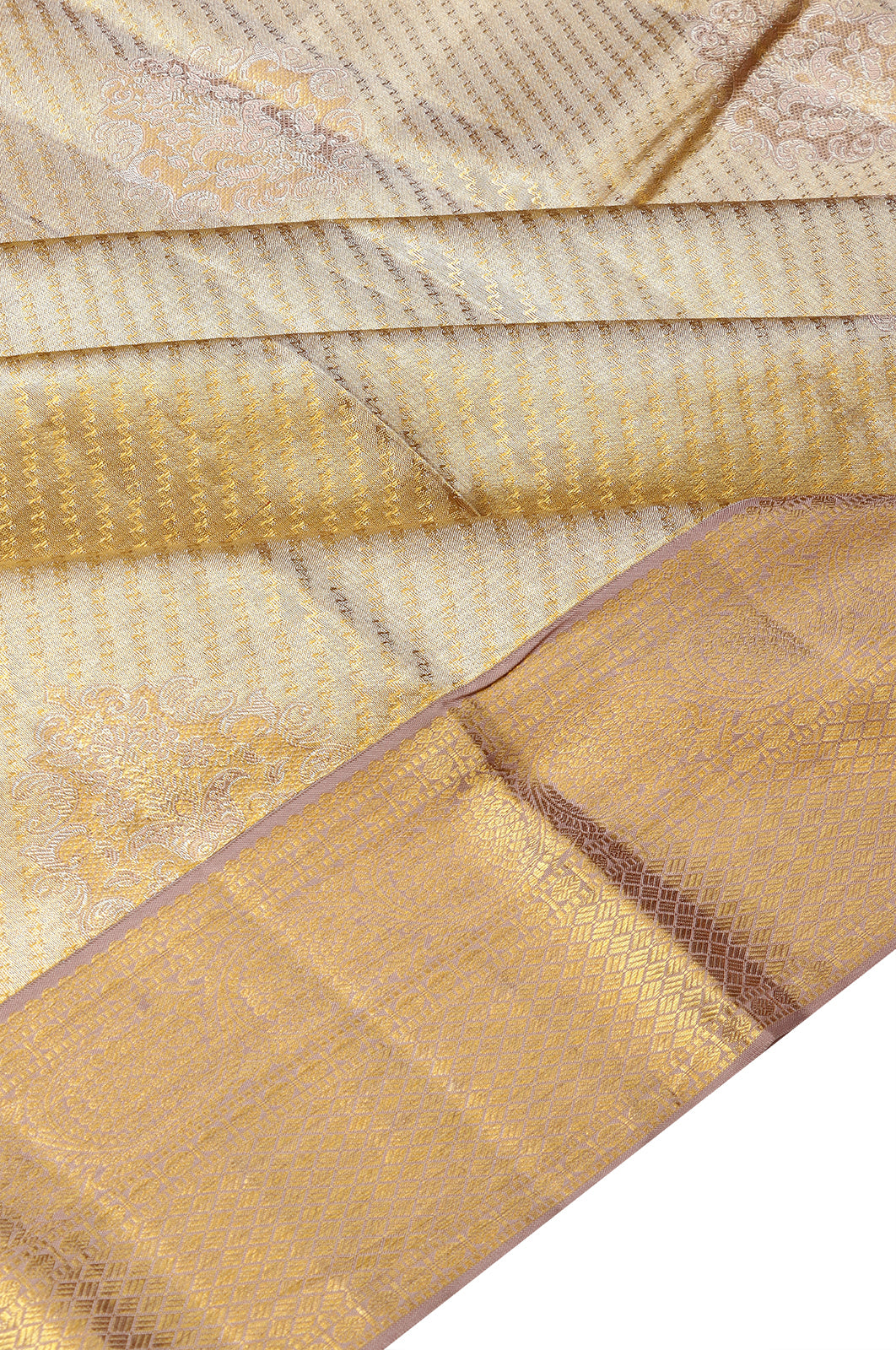 Taranga Kanchi Silk Tissue Brocade Gold Saree