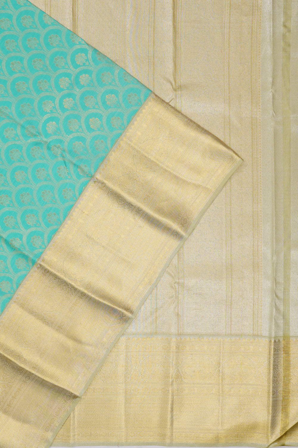 Kanchipuram Silk Jaal Pastel Blue Saree