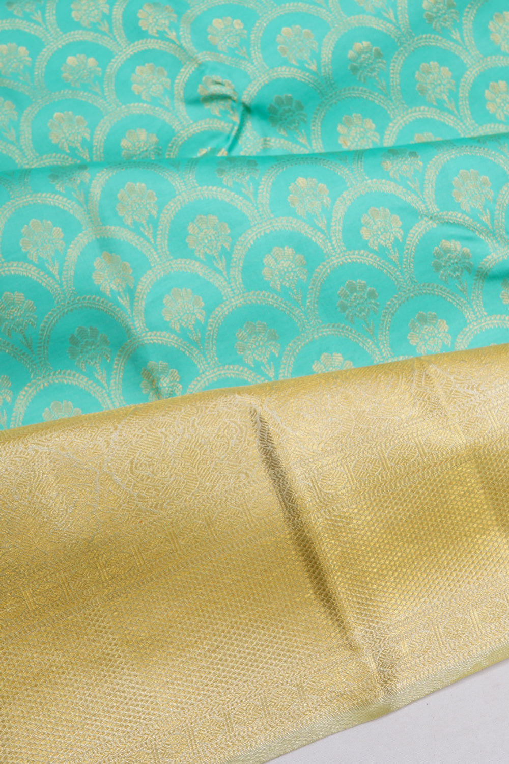 Kanchipuram Silk Jaal Pastel Blue Saree