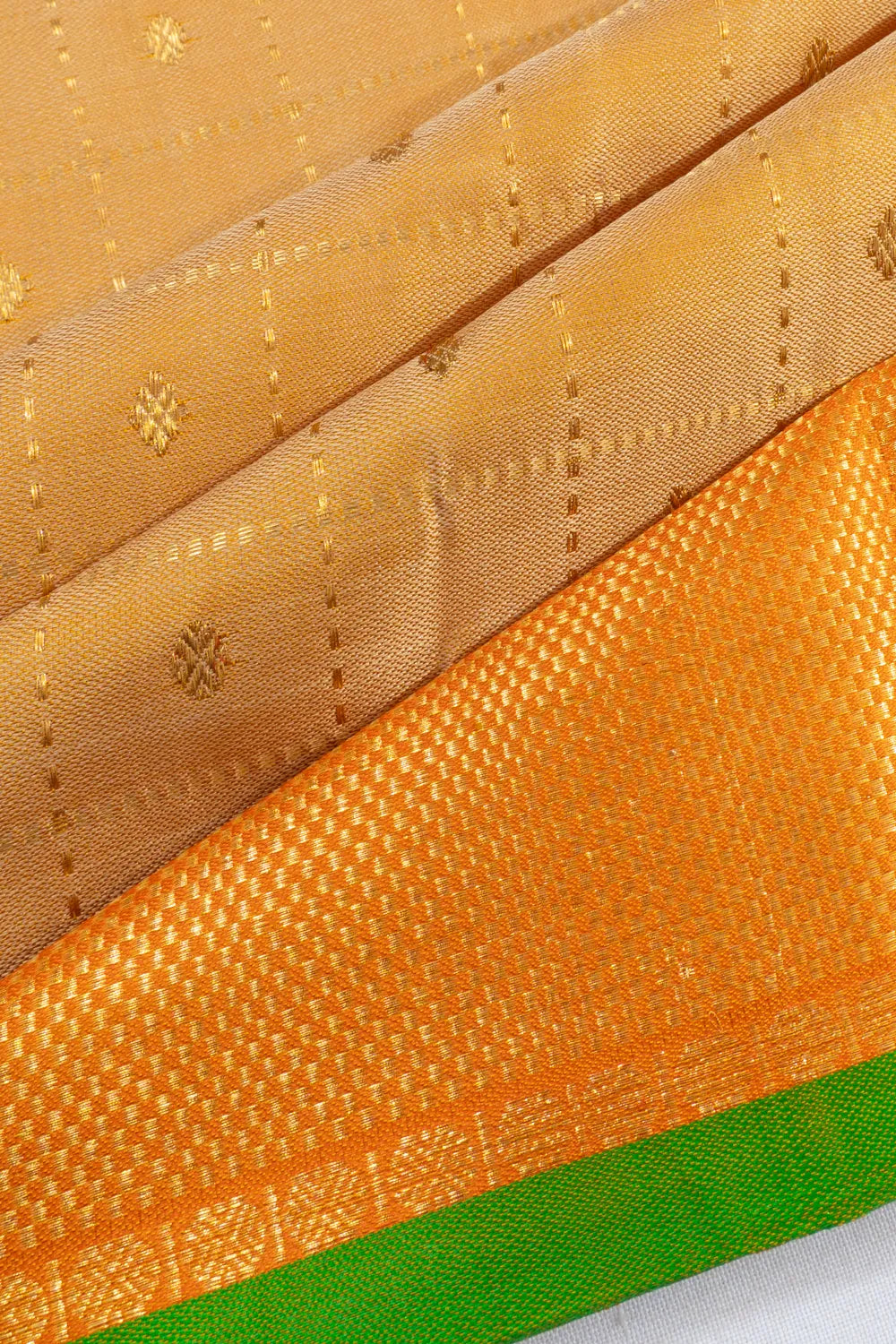 Kanchipuram Silk Checks And Butta Cream Saree