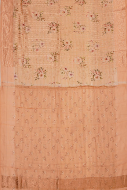 Chanderi Silk Floral Printed And Brocade Peach Saree