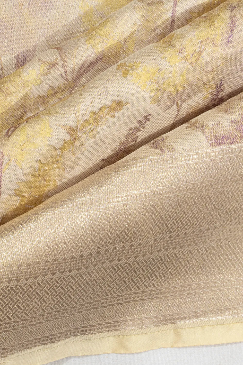 Banarasi Silk Tissue Brocade Cream Saree