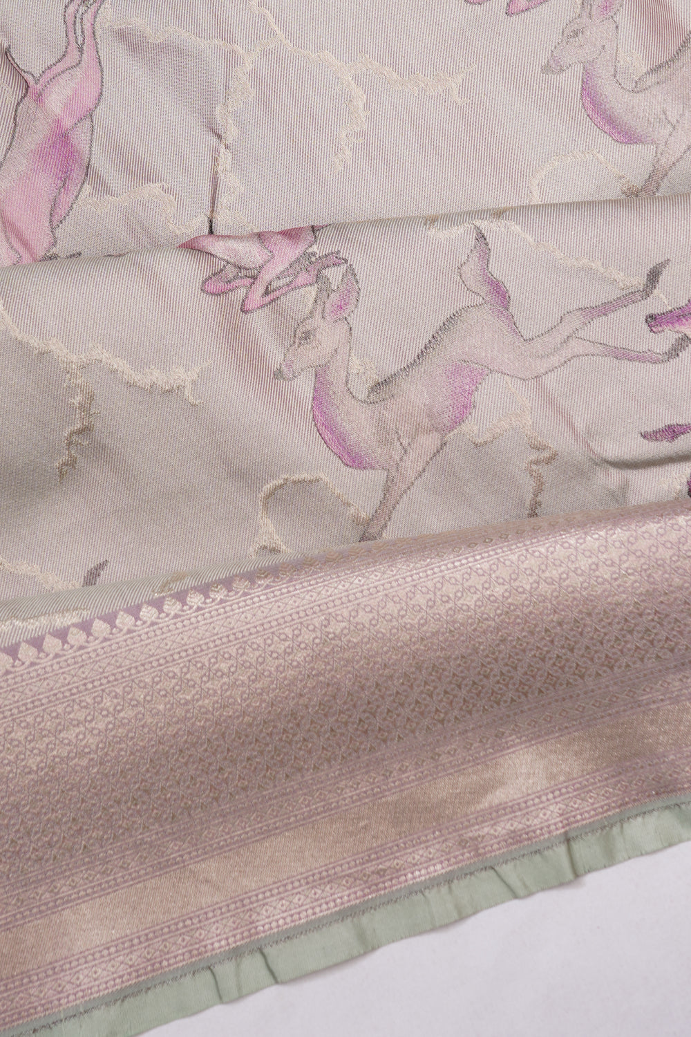 Kanchipuram Silk Digital Brocade Grey Saree