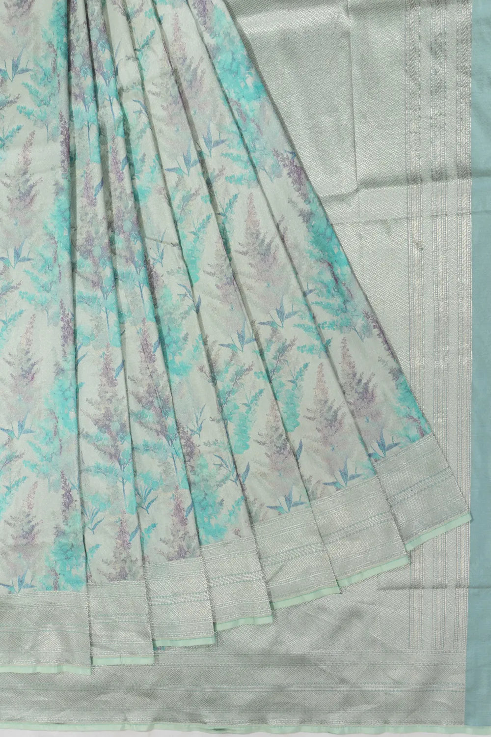 Banarasi Silk Printed Pastel Blue Saree