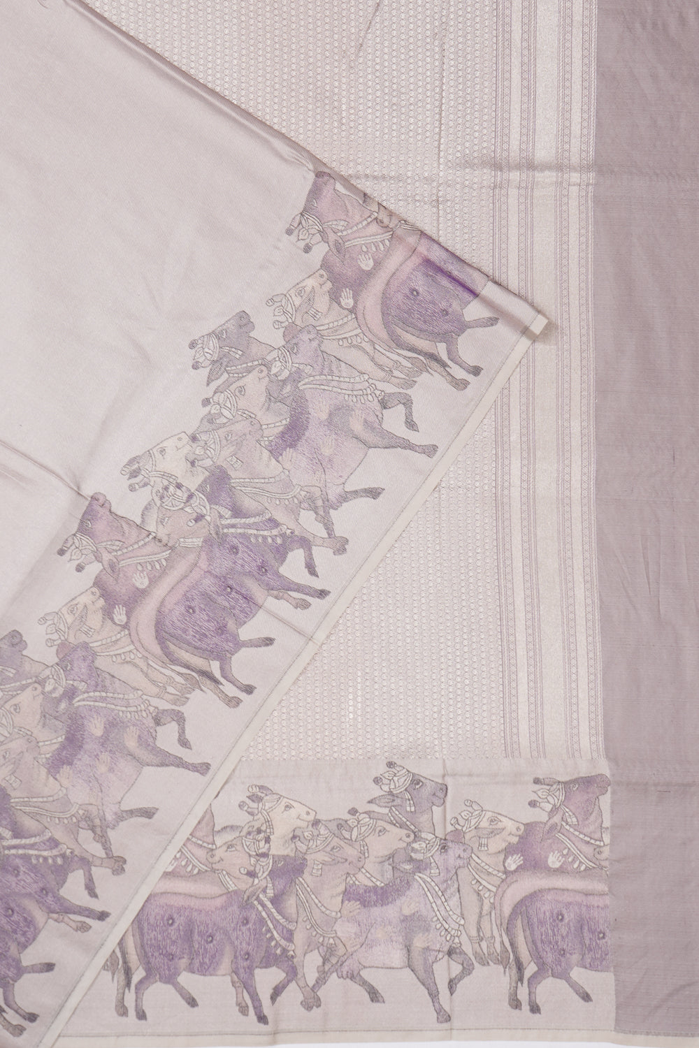 Kanchipuram Silk Digital Brocade Grey Saree