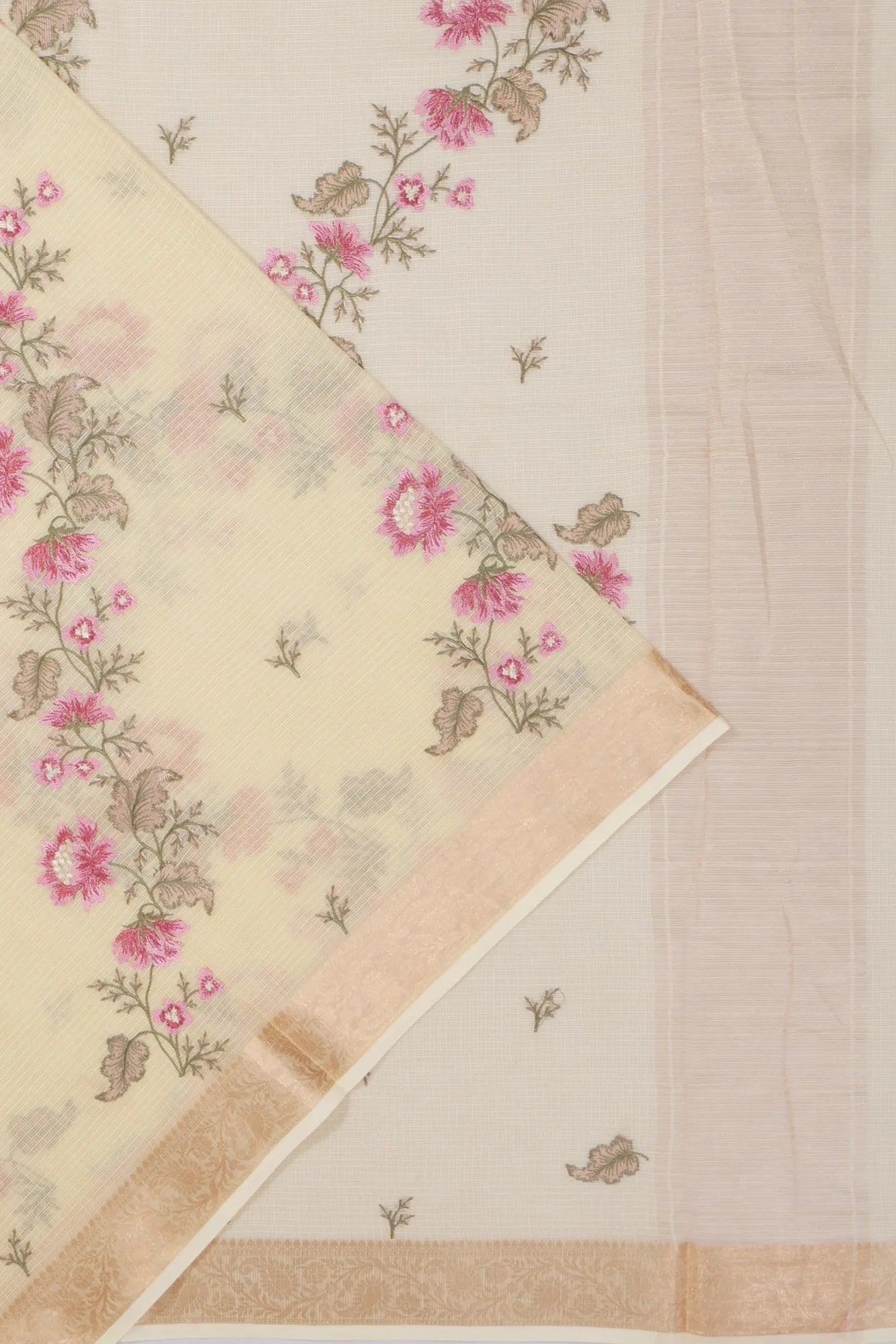 Kota Soft Silk Embroidery Jaal Pastel Yellow Saree