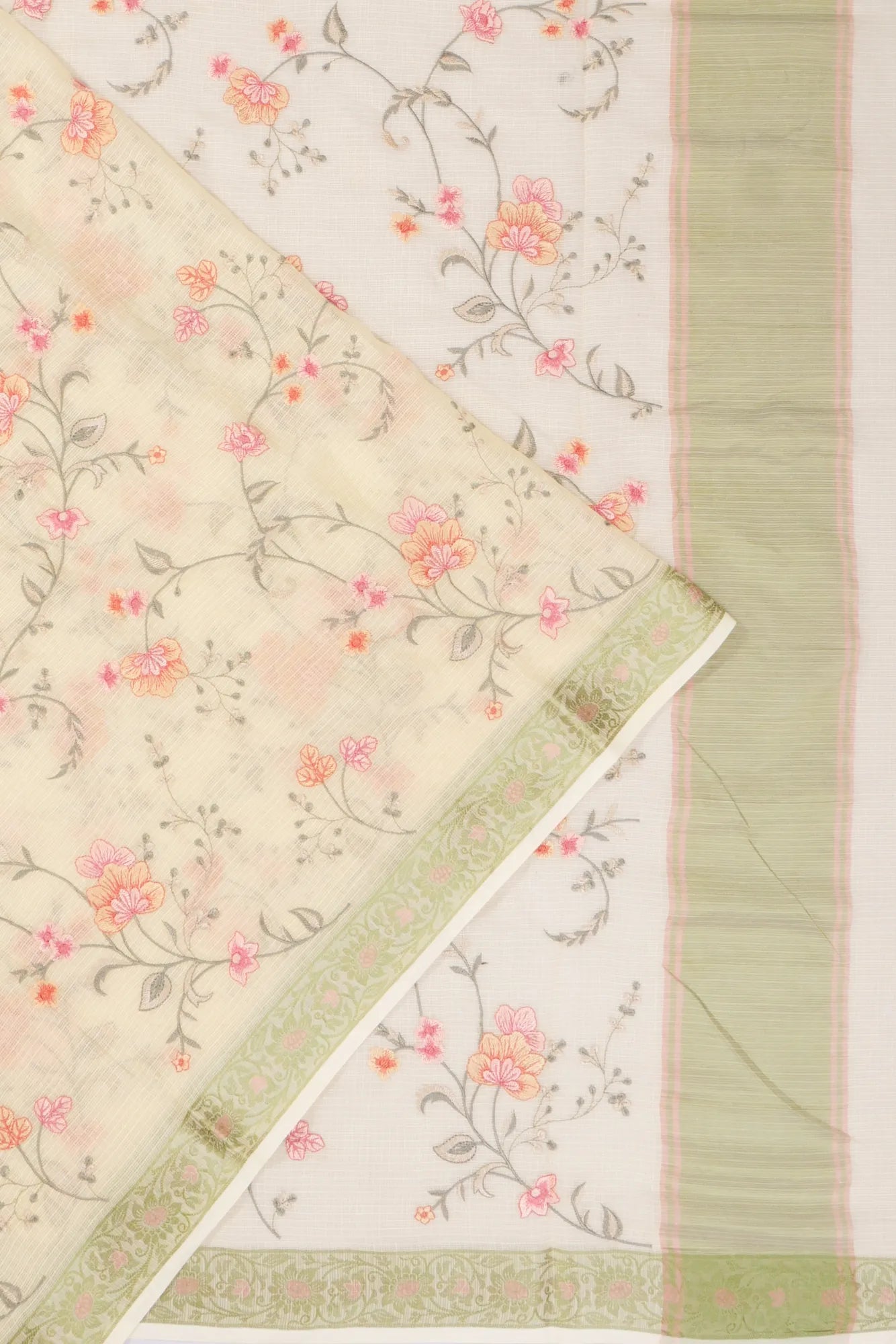 Kota Soft Silk Embroidery Jaal Pastel Yellow Saree