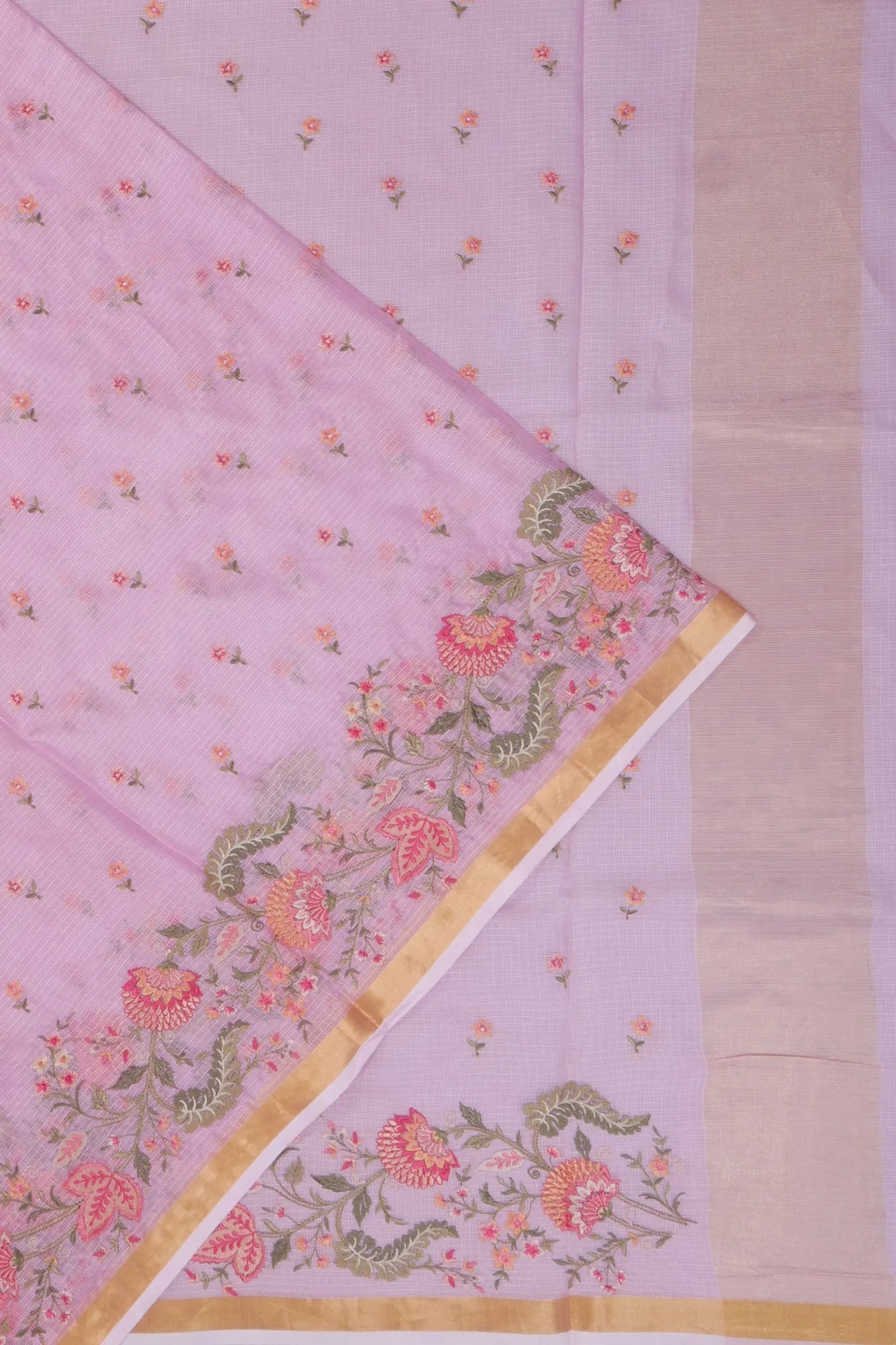 Kota Soft Silk Embroidery Butta Pink Saree