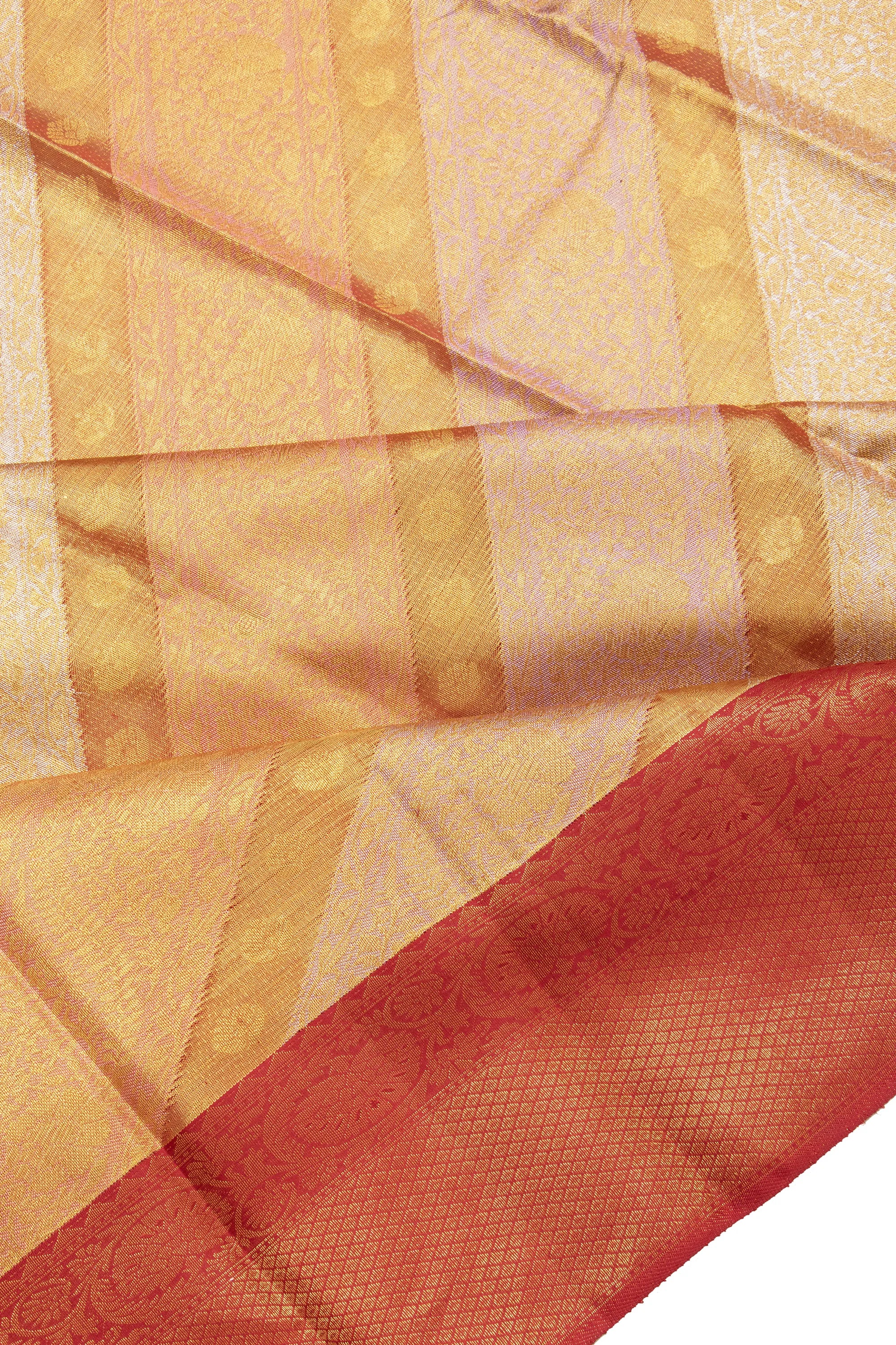 Kanchipuram Silk Tissue Brocade Rangkat Inspired Gold Saree