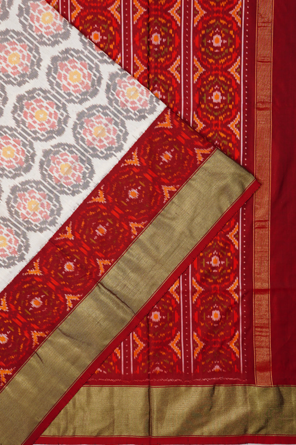 Pochampally Silk Ikat Cream Saree
