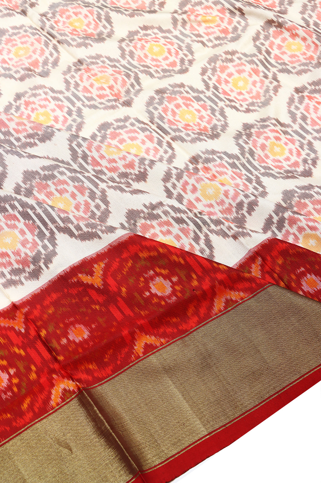 Pochampally Silk Ikat White Saree