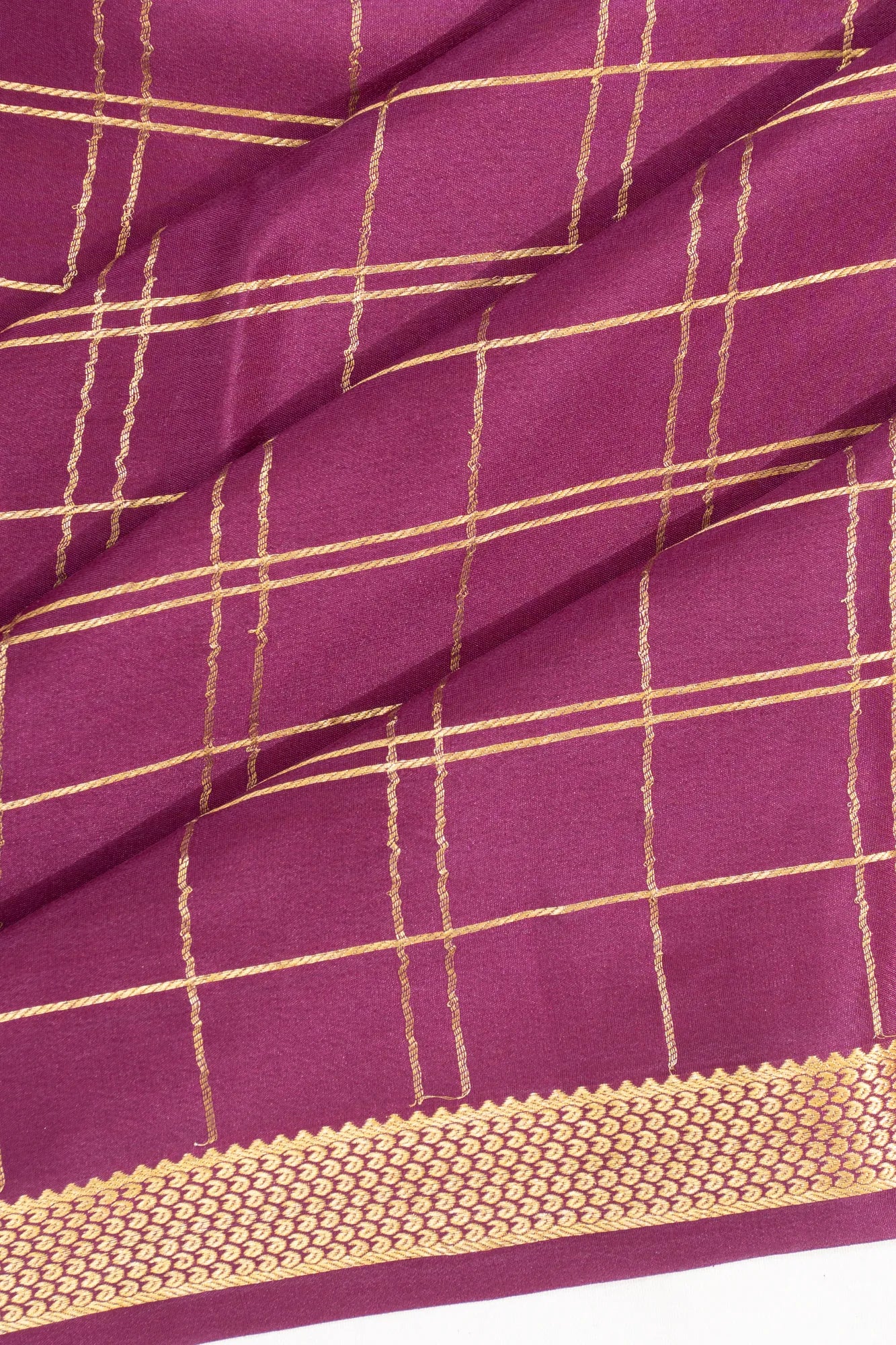 Binny Silk Checks Purple Saree