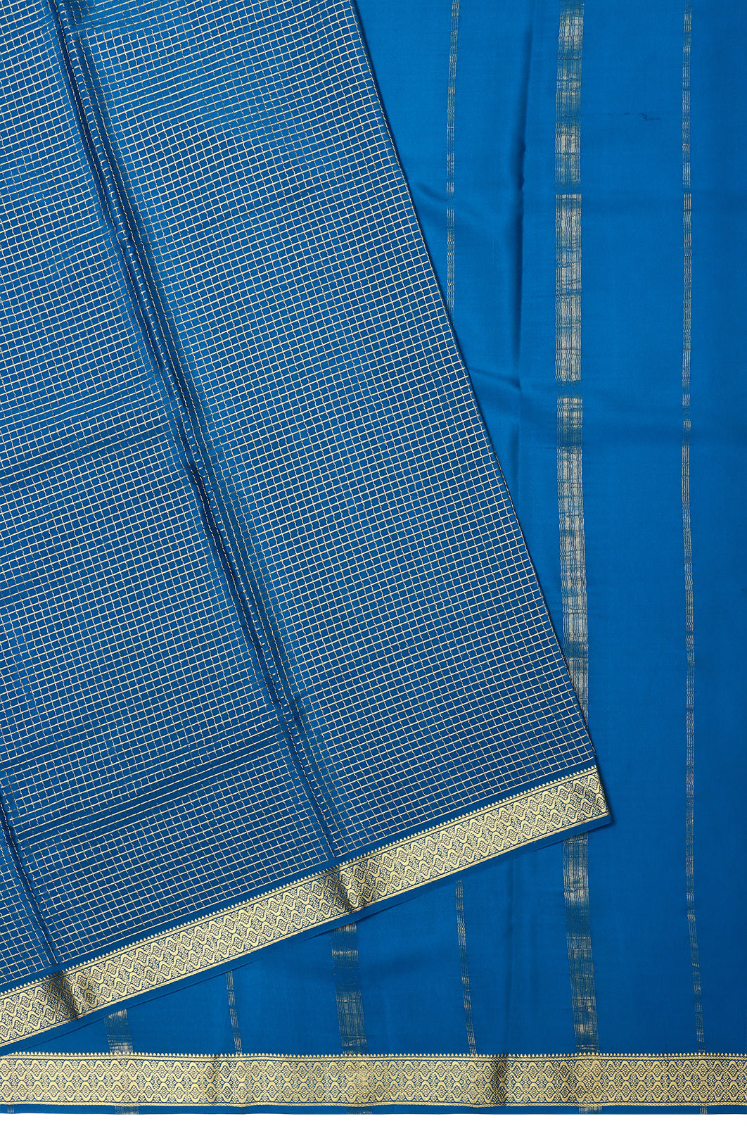 Binny Silk Checks Blue Saree