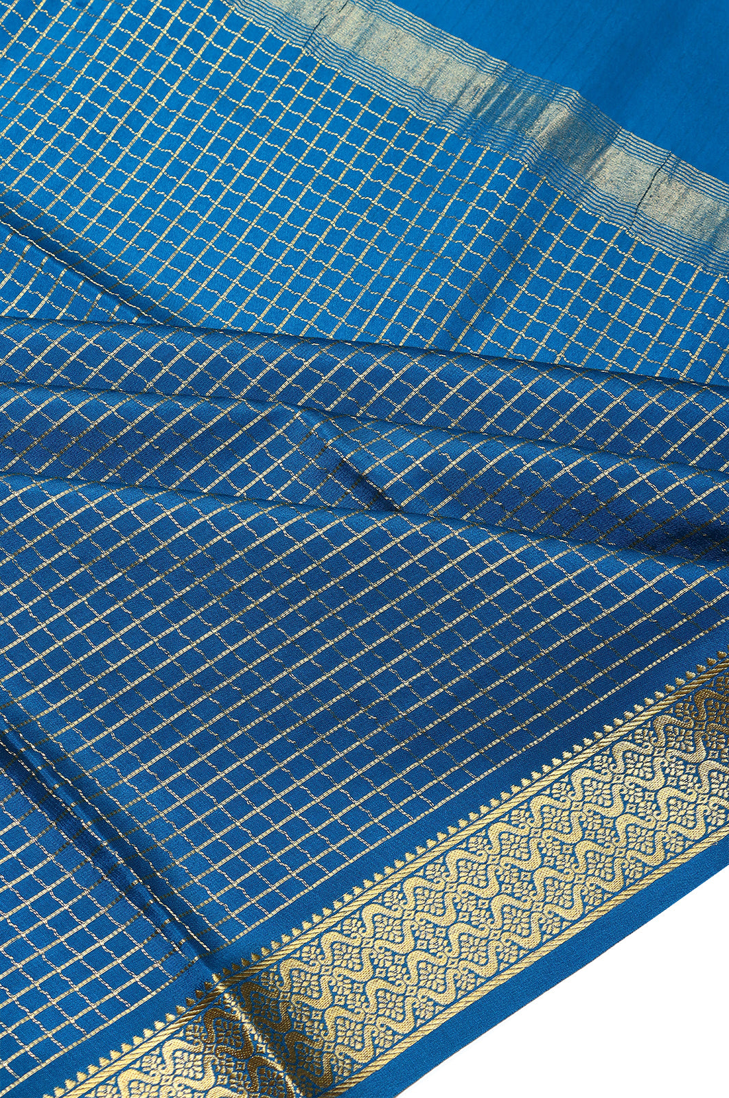 Binny Silk Checks Blue Saree