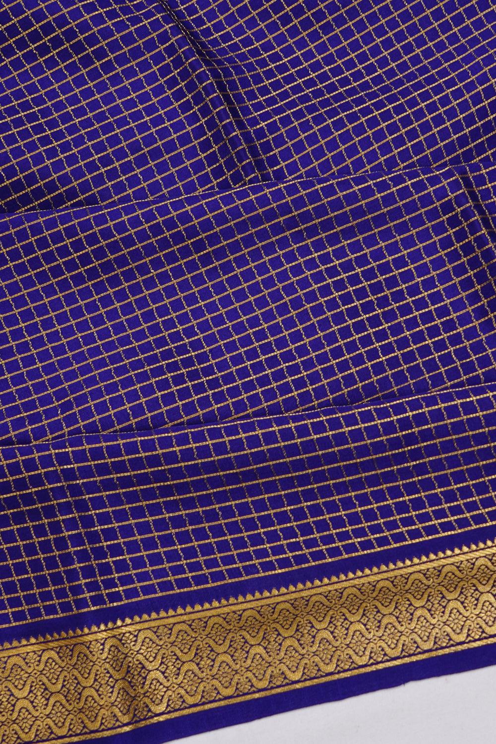 Binny Silk Checks Dark Blue Saree