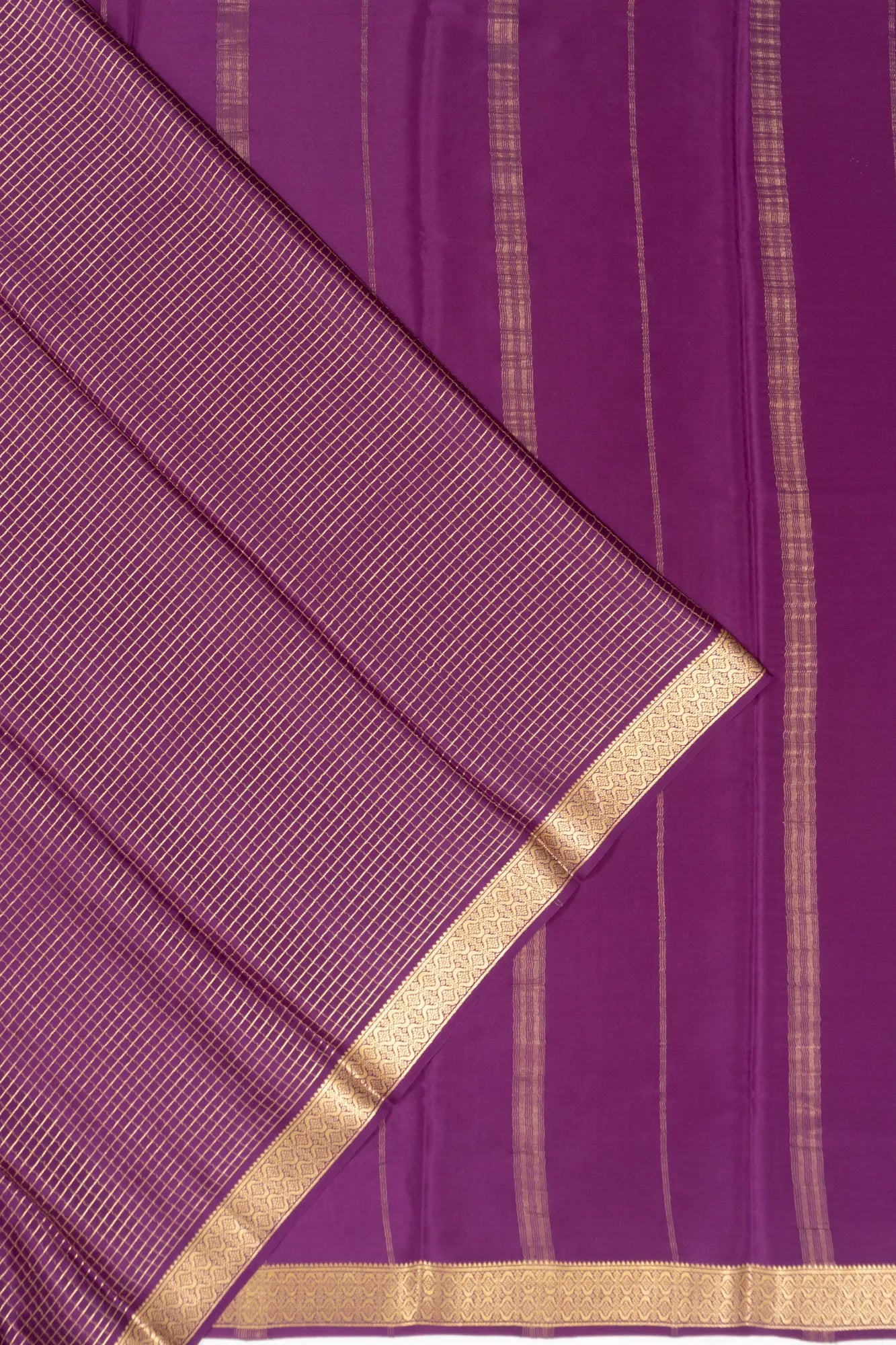 Binny Silk Checks Purple Saree