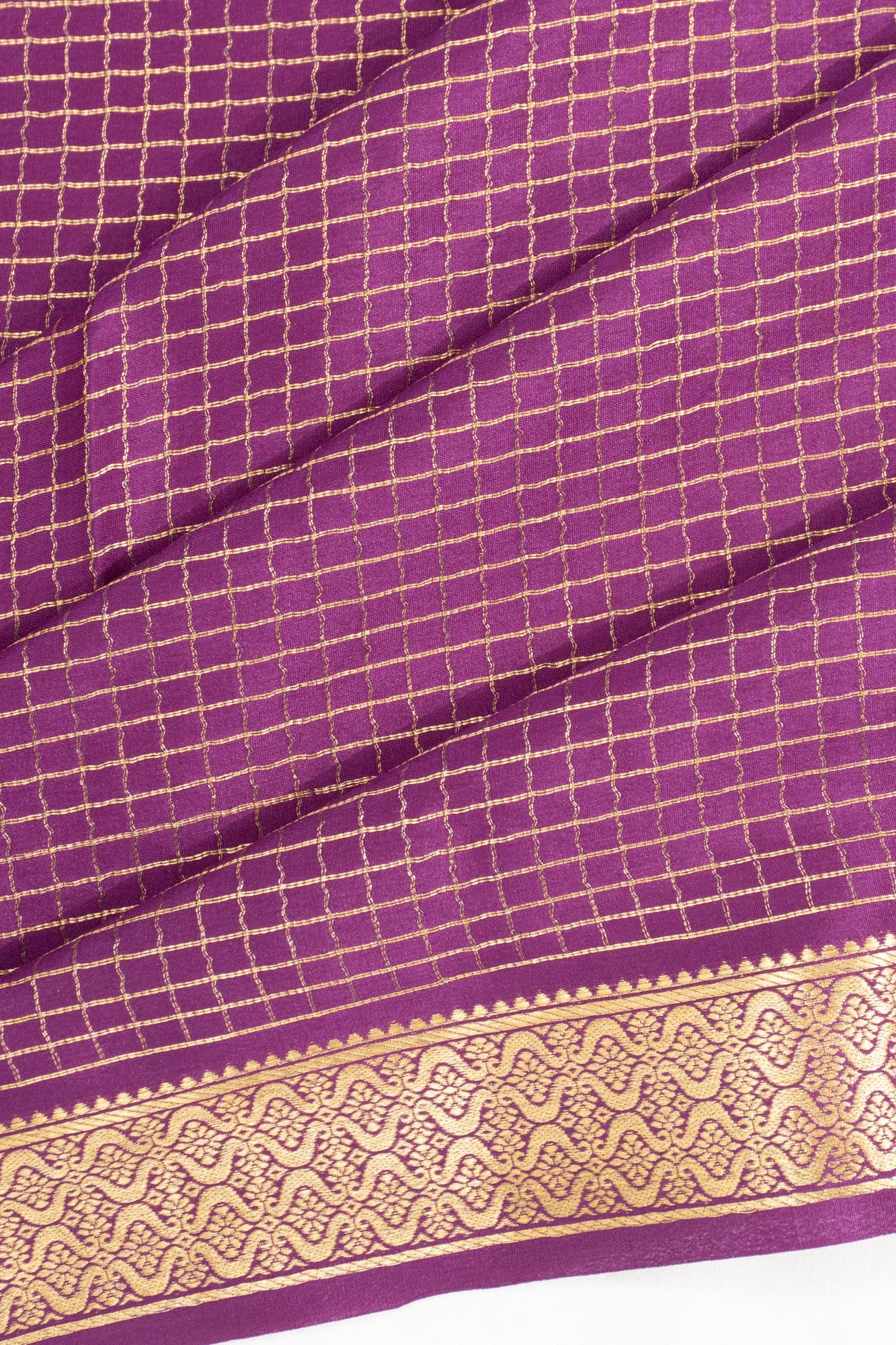 Binny Silk Checks Purple Saree