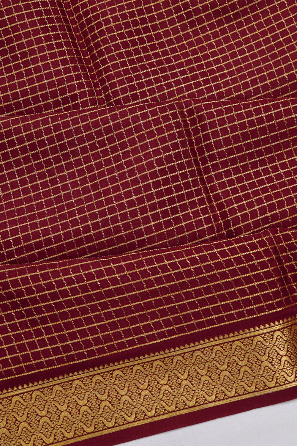 Binny Silk Checks Maroon Saree