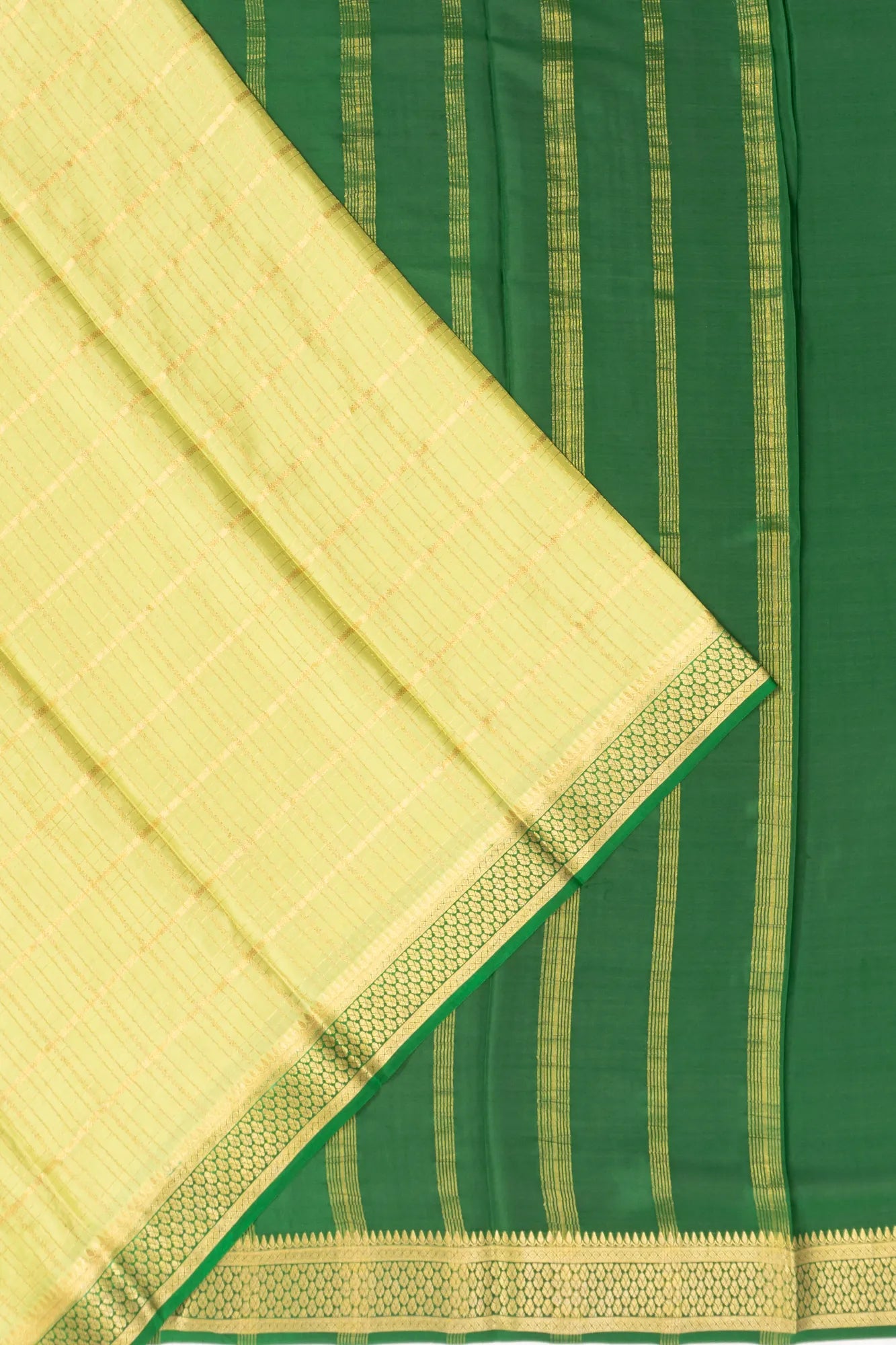Binny Silk Checks Pastel Green Saree