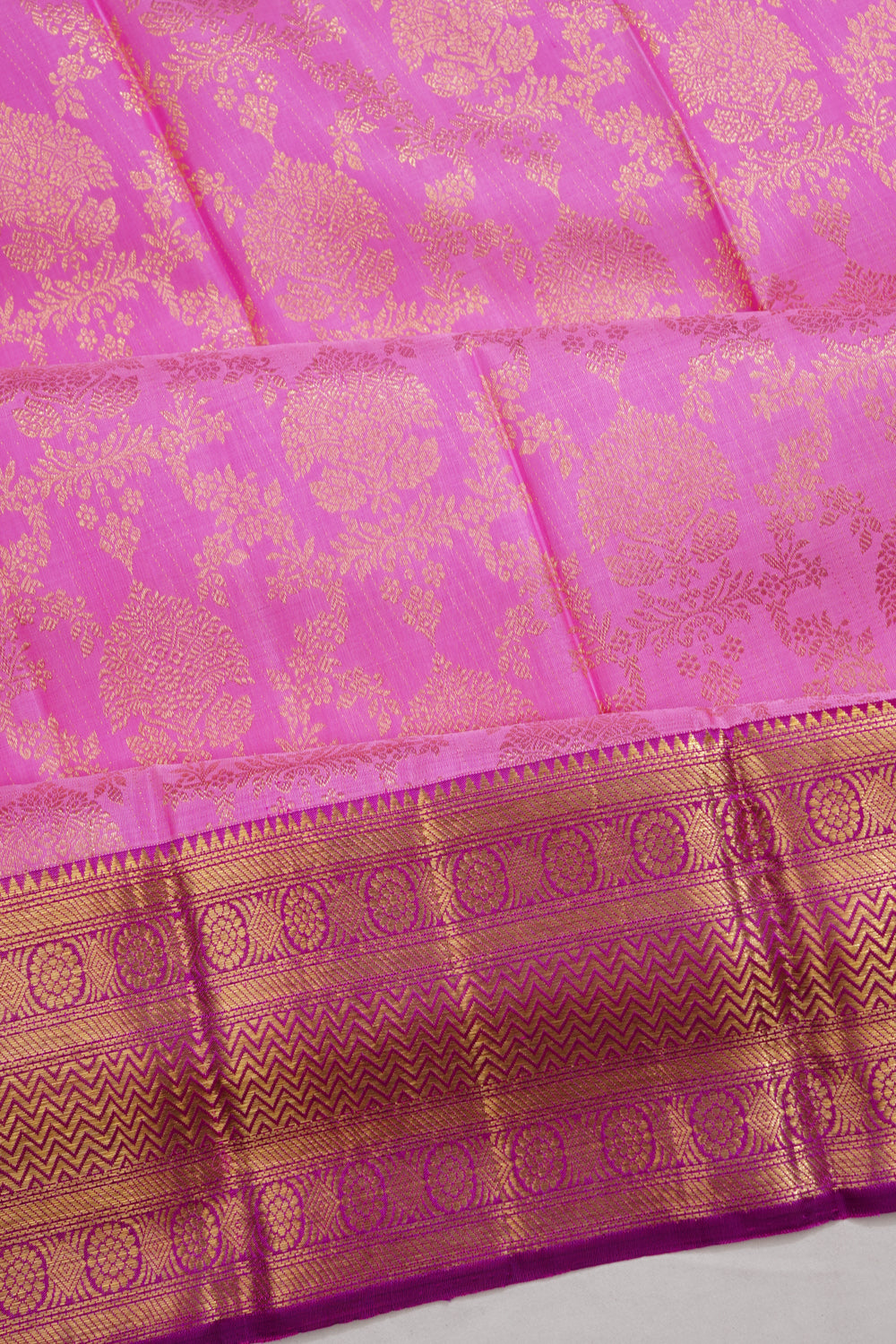 Kanchipuram Silk Brocade Pink Saree