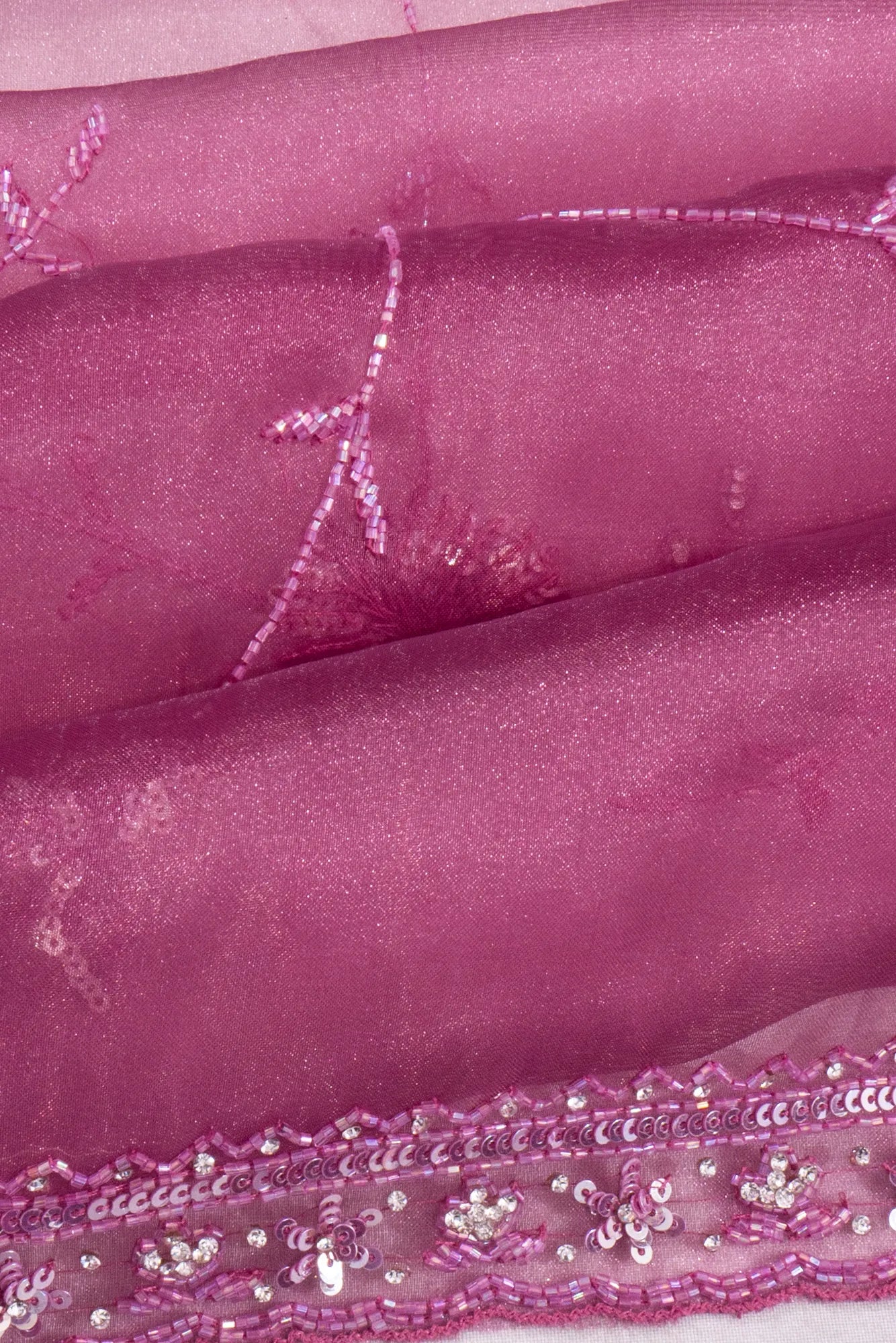 Organza Embroidery Jaal Pink Saree