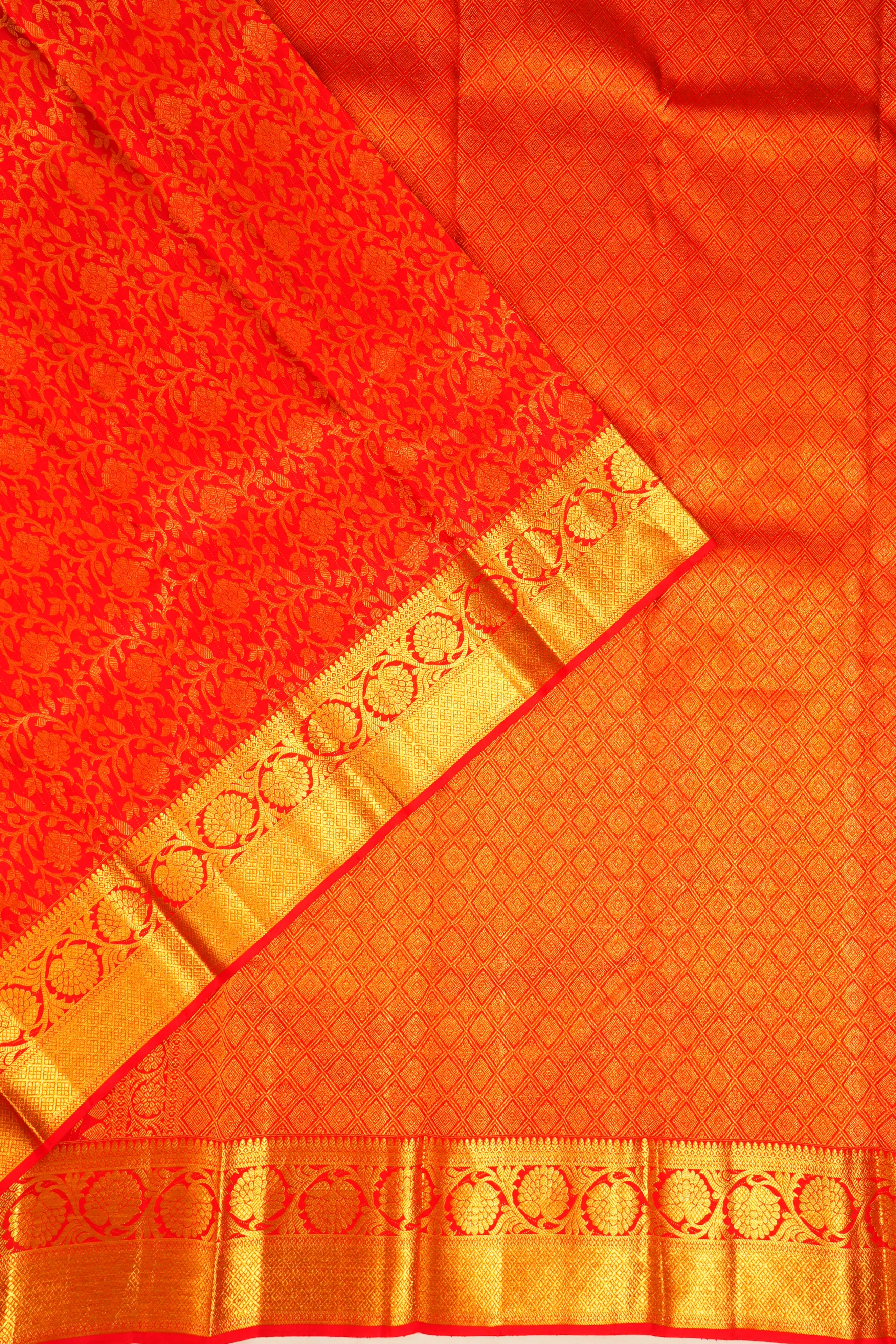 Kanchipuram Silk Brocade Red Saree