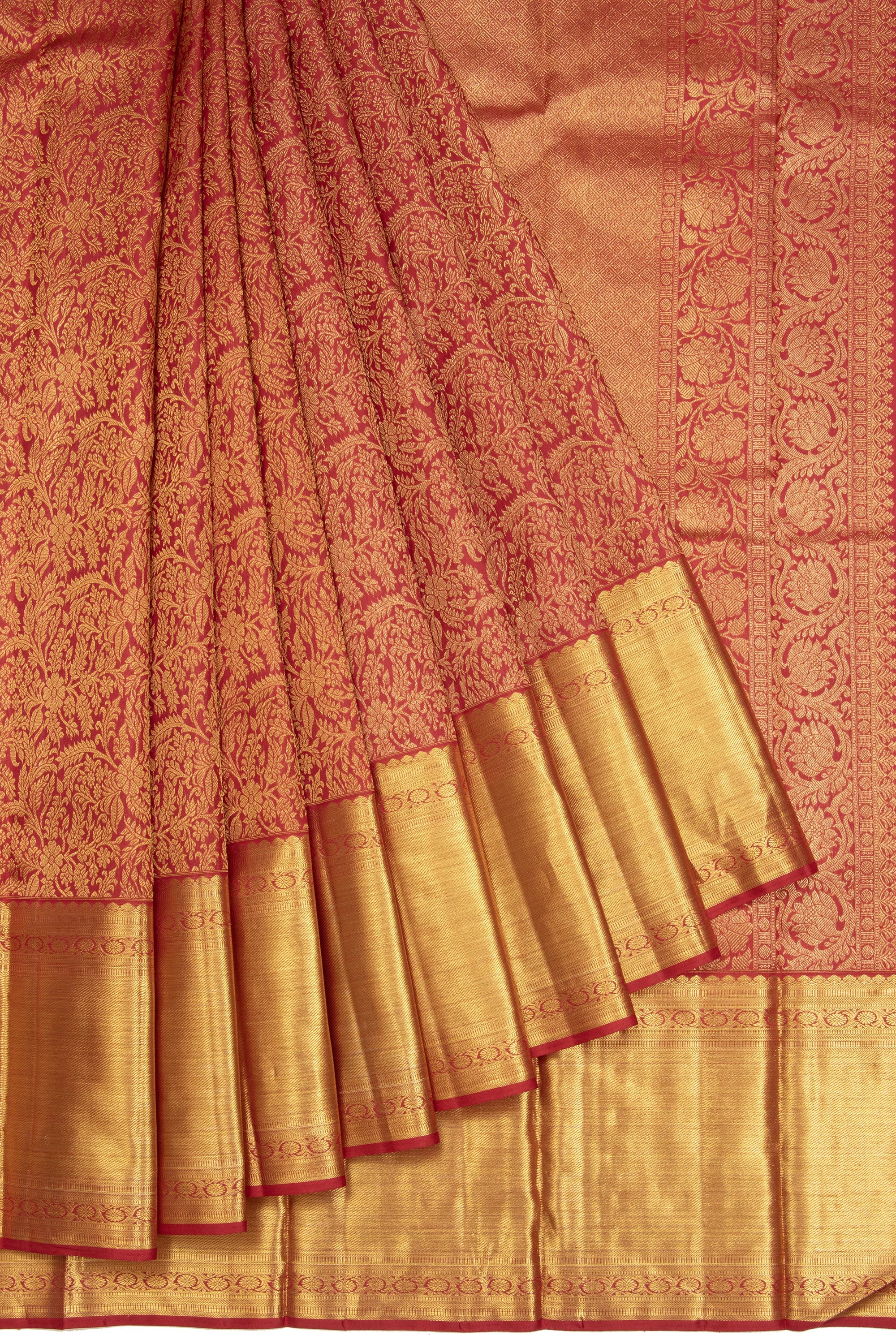 Kanchipuram Silk Brocade Red Saree