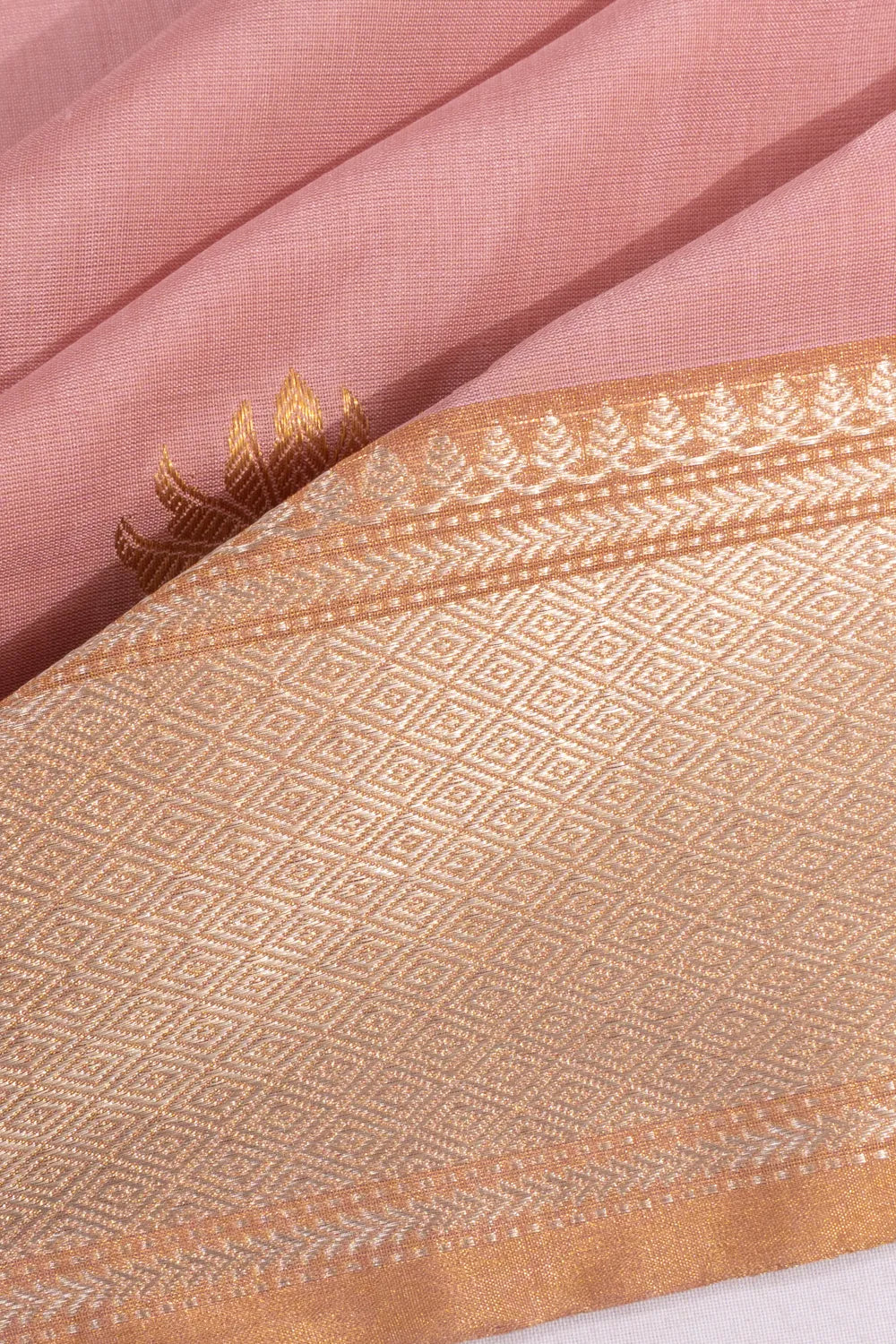 Chanderi Silk Pichwai Butta Baby Pink Saree