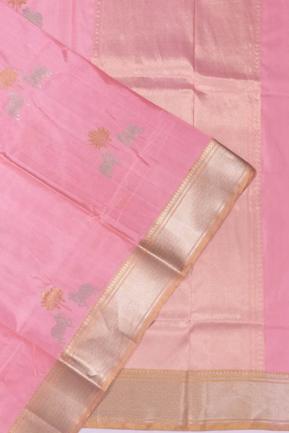 Chanderi Silk Pichwai Butta Pink Saree