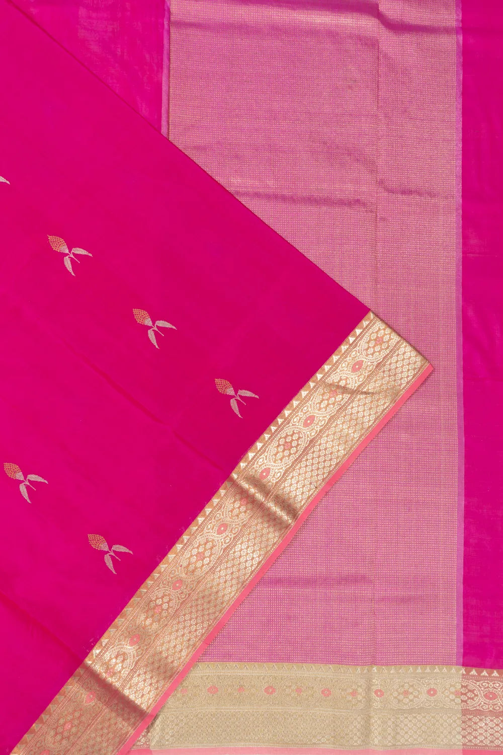 Chanderi Silk Butta Rani Pink Saree