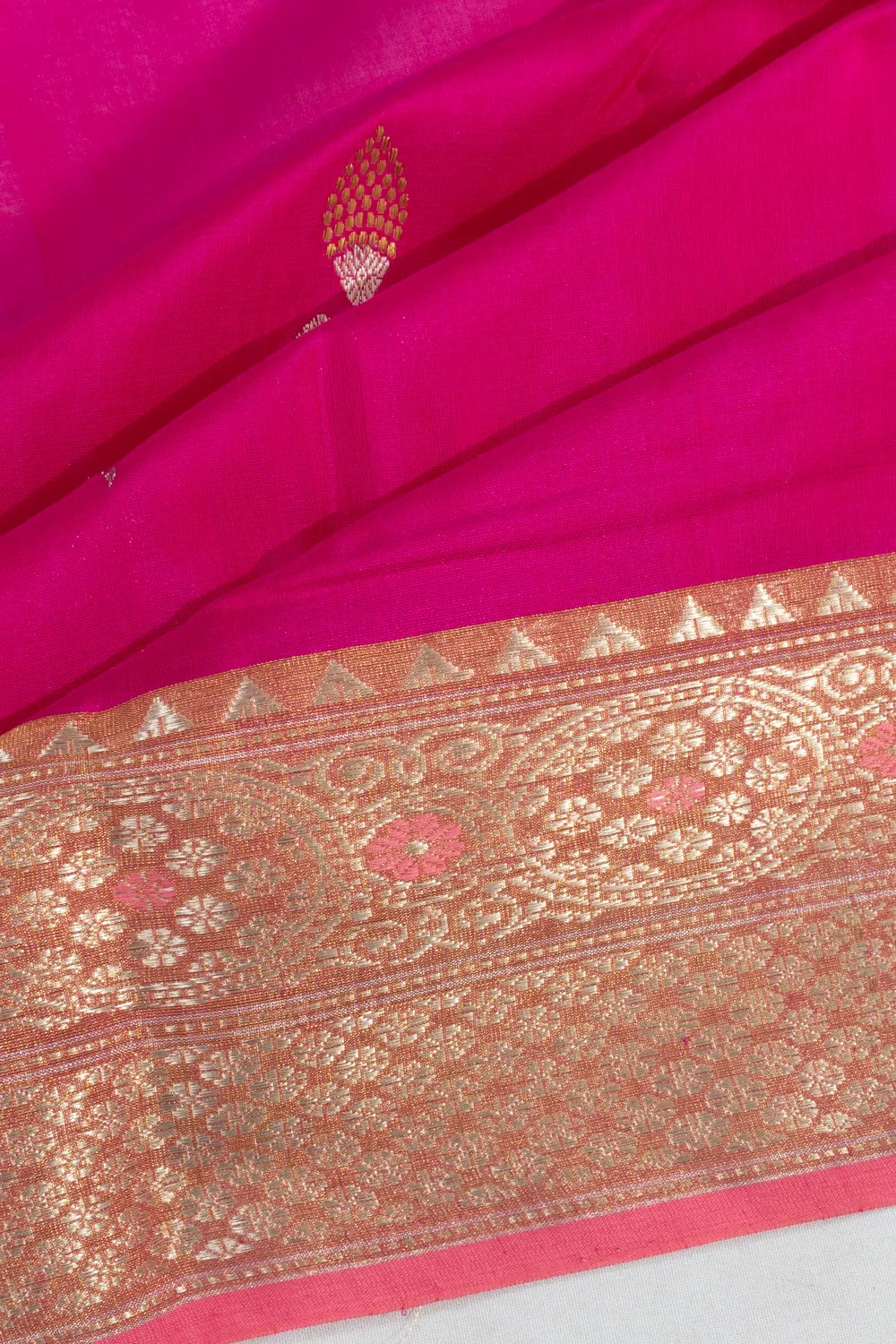 Chanderi Silk Butta Rani Pink Saree