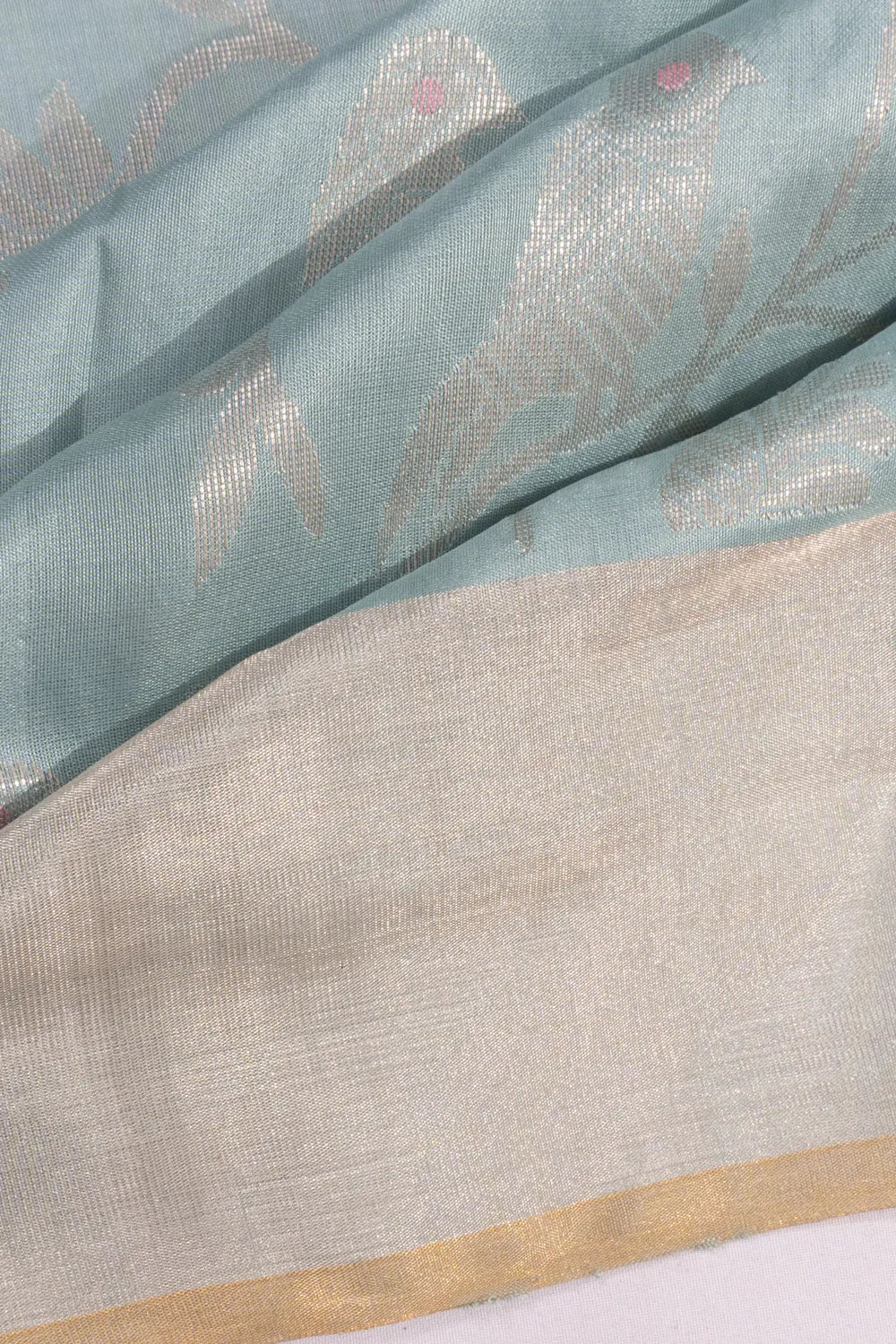 Chanderi Silk Jaal Powder Blue Saree