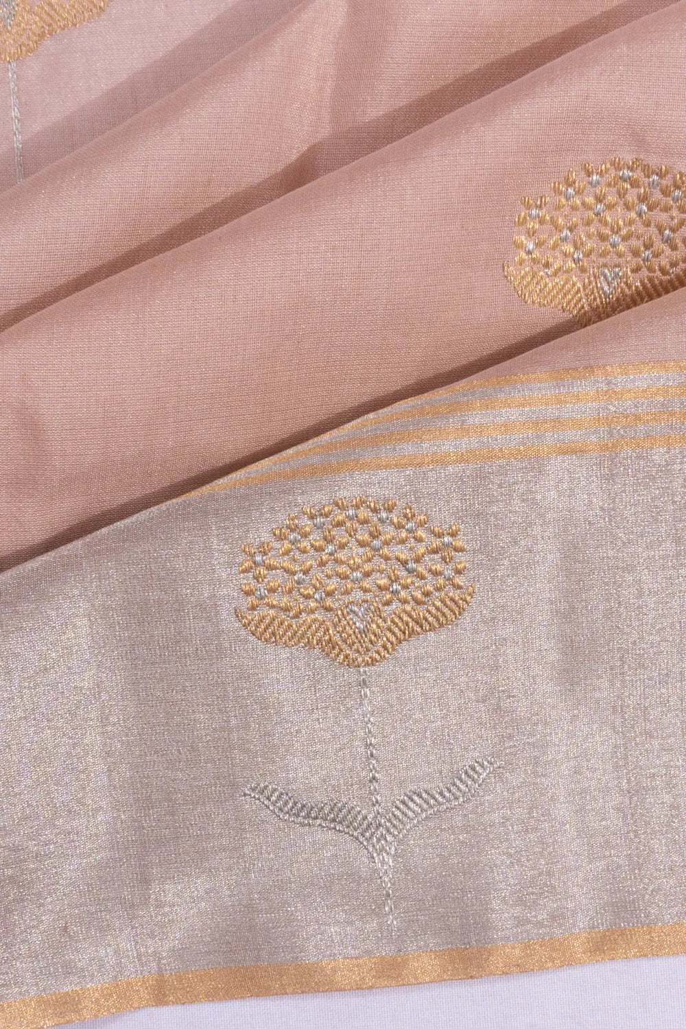 Chanderi Silk Butta Peach Saree