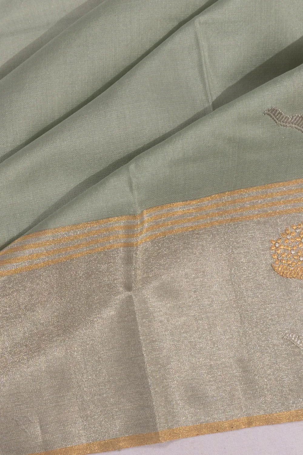 Chanderi Silk Butta Sage Green Saree