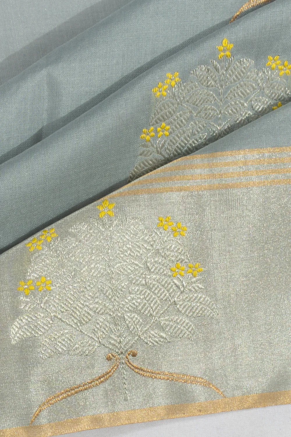 Chanderi Silk Butta Powder Blue Saree